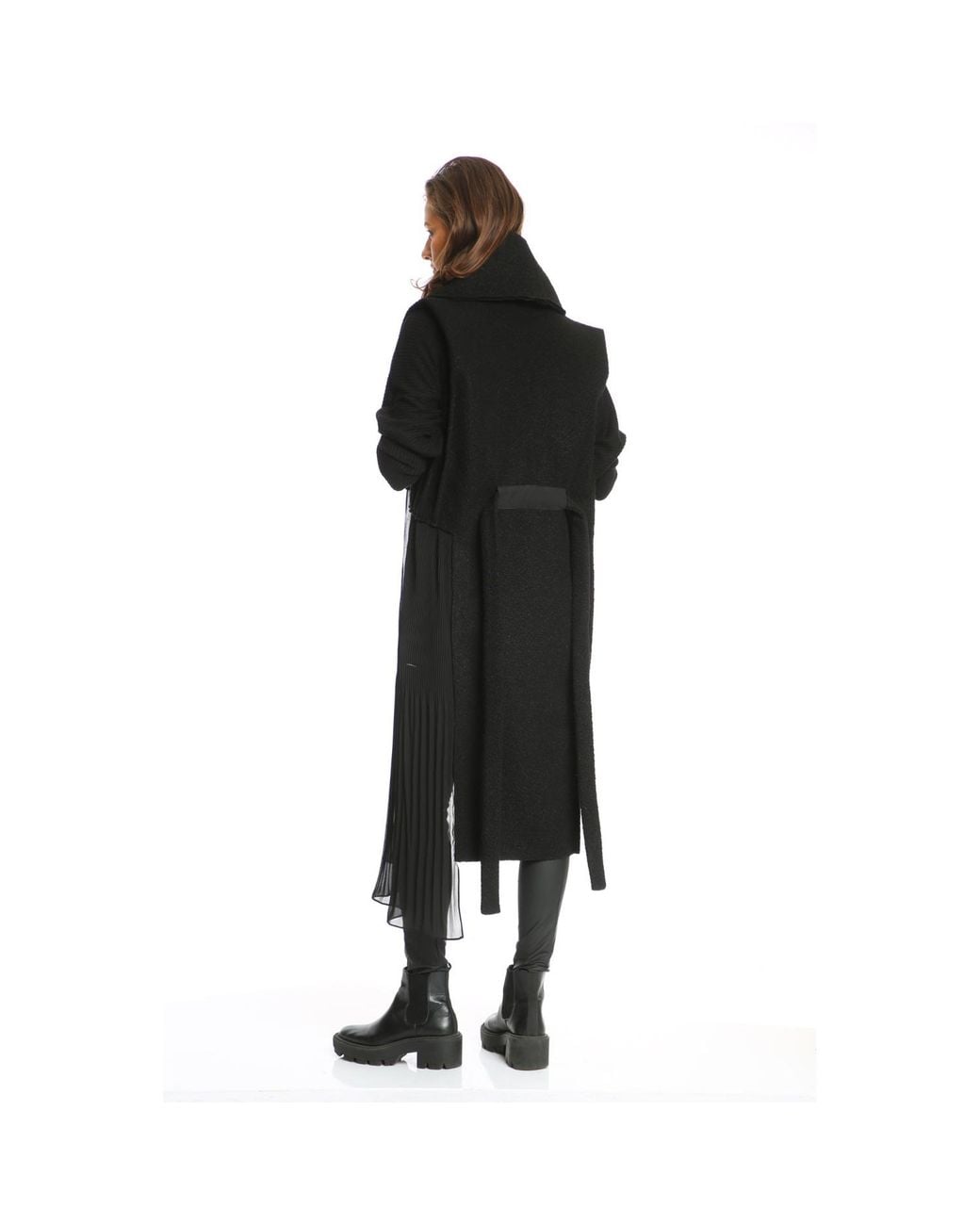 Silvia Serban Black Tweed & Pleated Veil Deconstructed Vest