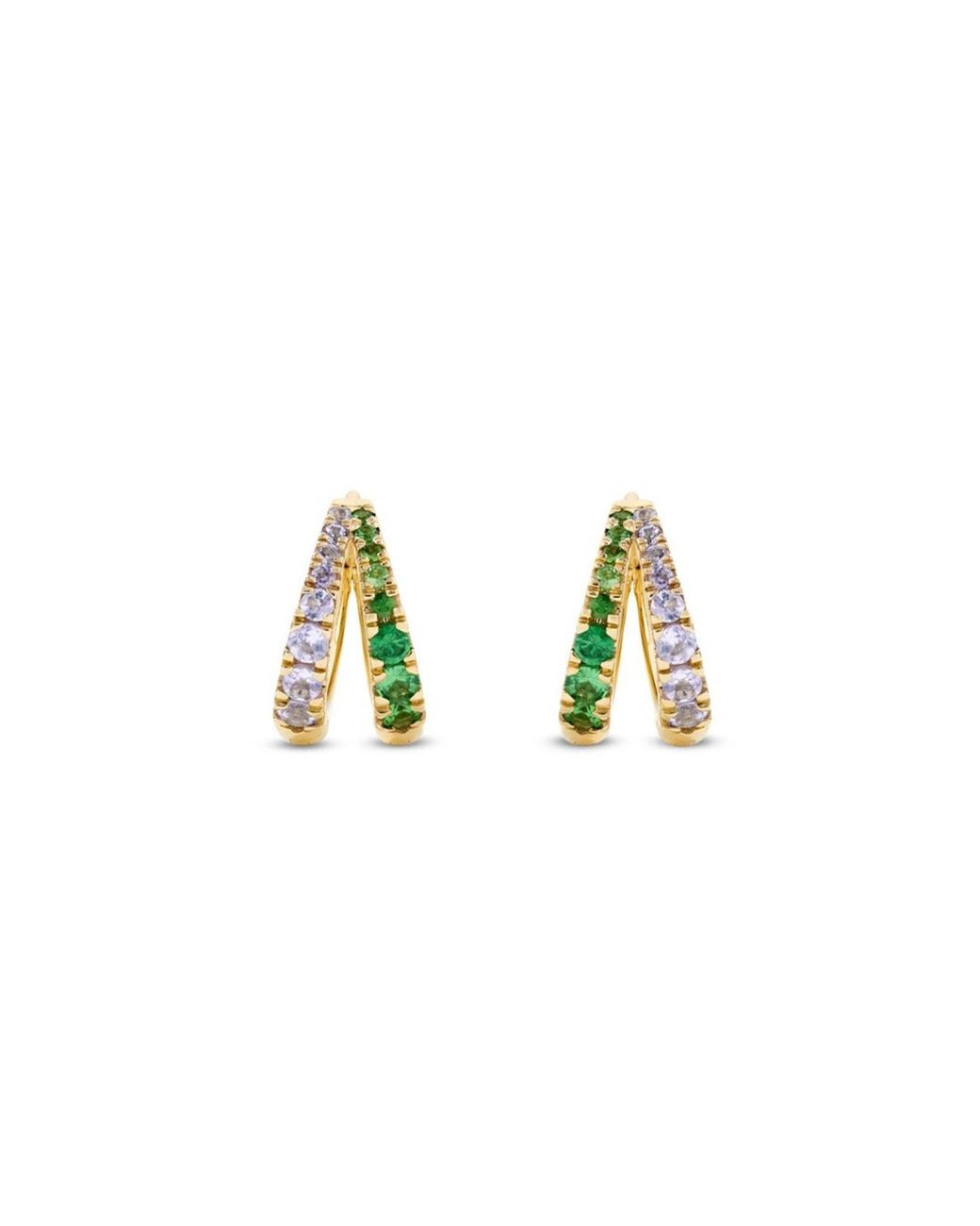 Dinny Hall Metallic Signature Duo Tanzanite & Tsavorite Huggie Hoops
