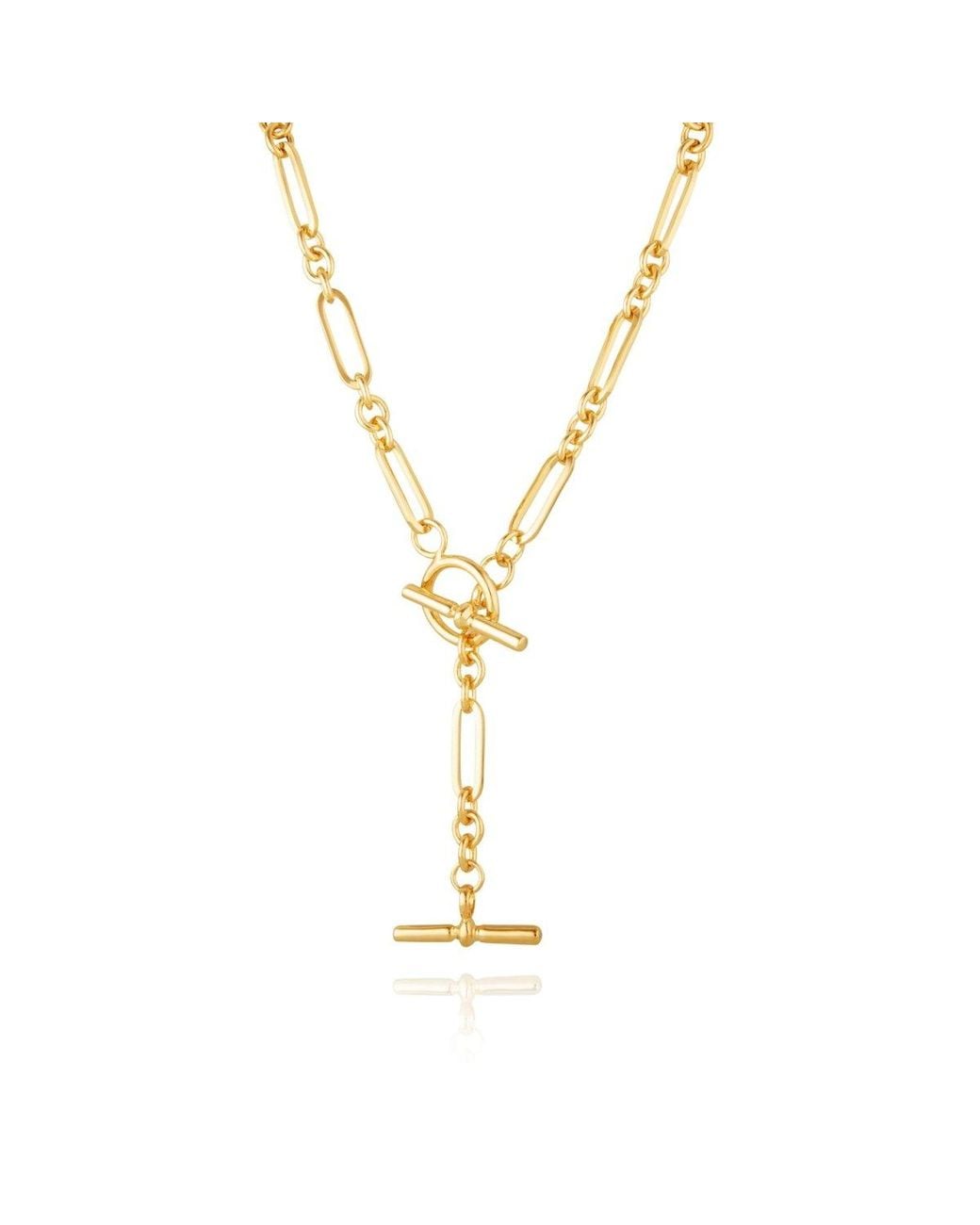 Lulu B London Metallic T-Bar Lariat Chain Necklace