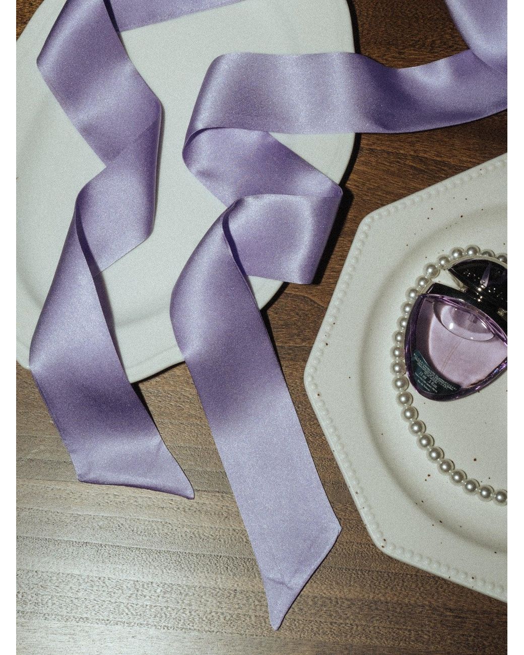Lost Pattern Purple La Collectionneuse Silk Ribbon Scarf
