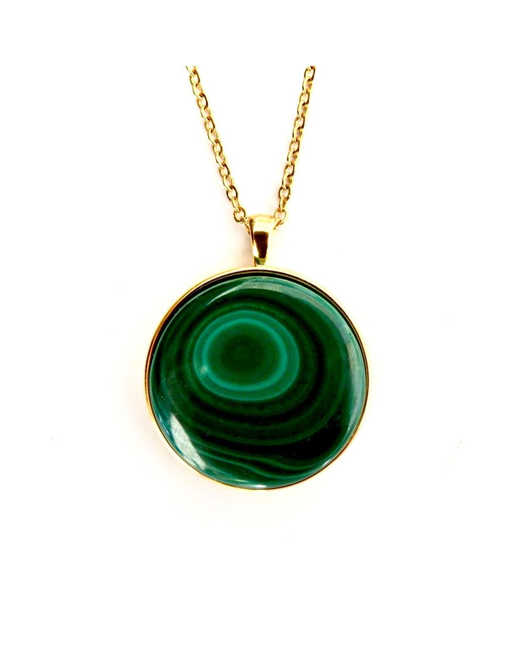 Persia Dona Jewelry Green Malachite Circle Necklace