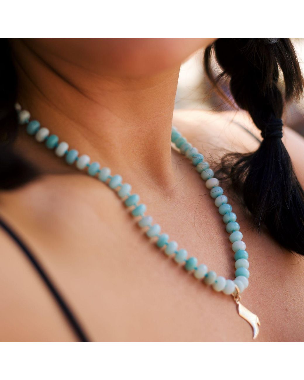 Herself Collections Metallic Amazonite Bead Necklace