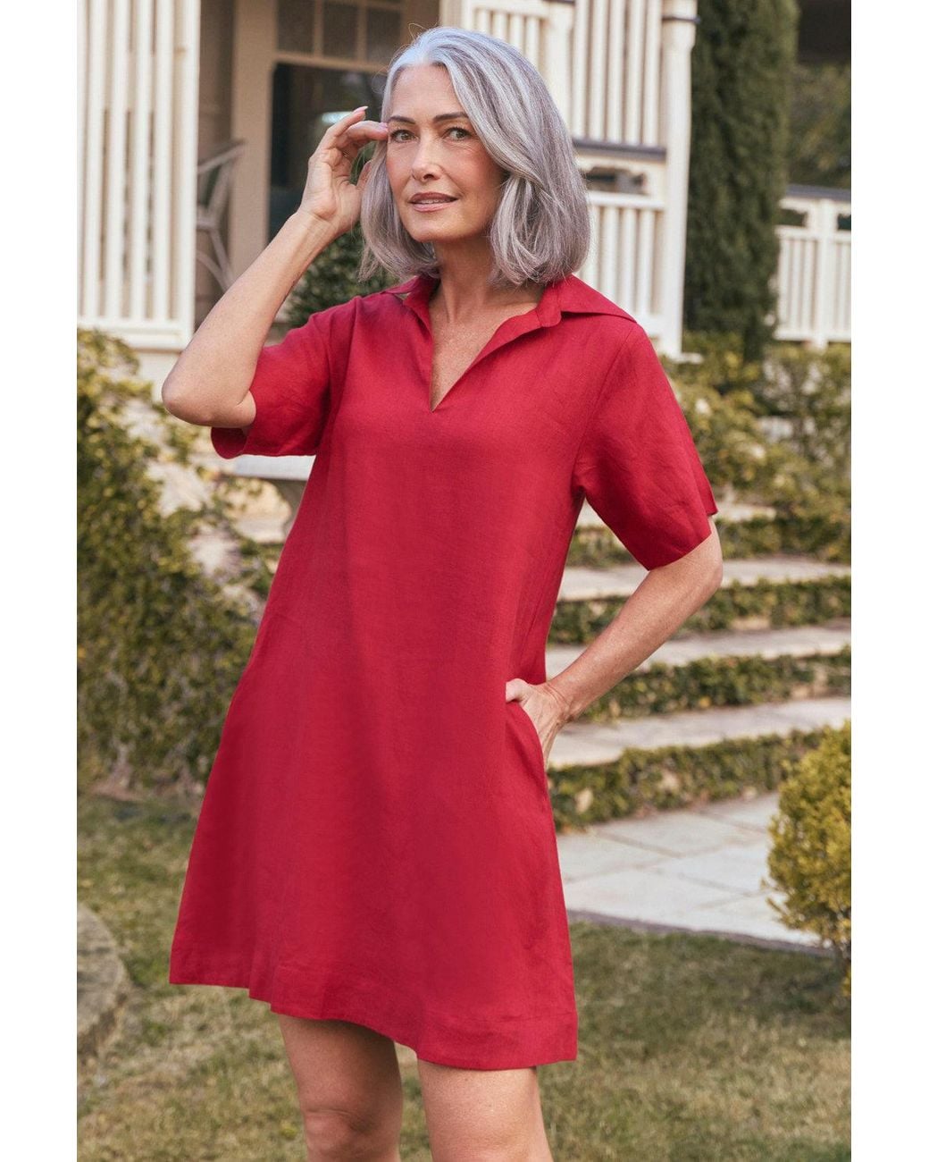 Adrift Clothing Leni Linen Short Collared Dress
