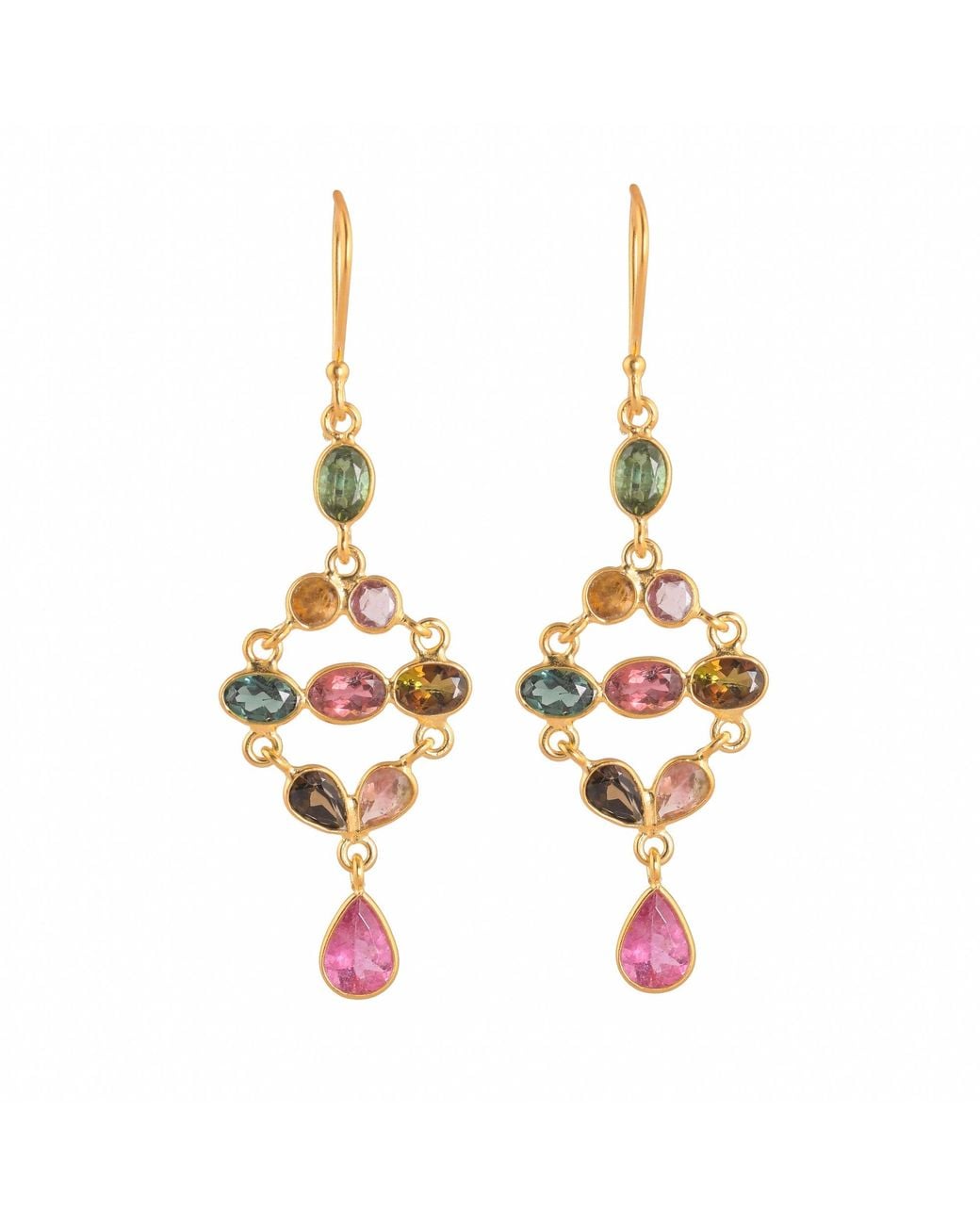 Opium Jewels Metallic Tara Tourmaline Drop Earrings
