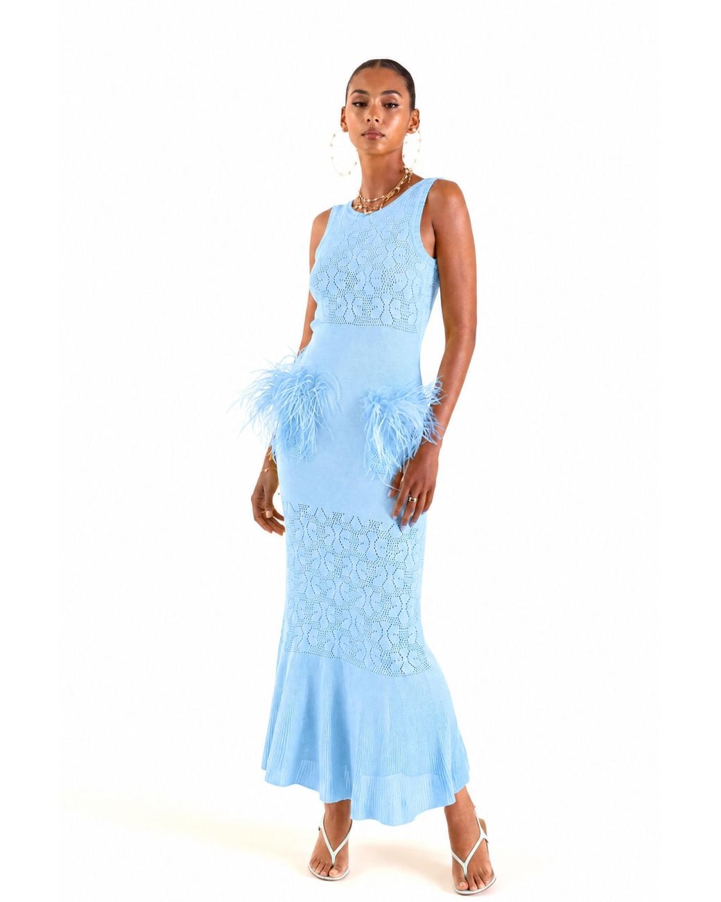 Andreeva Blue Aqua Bamboo Knit Dress