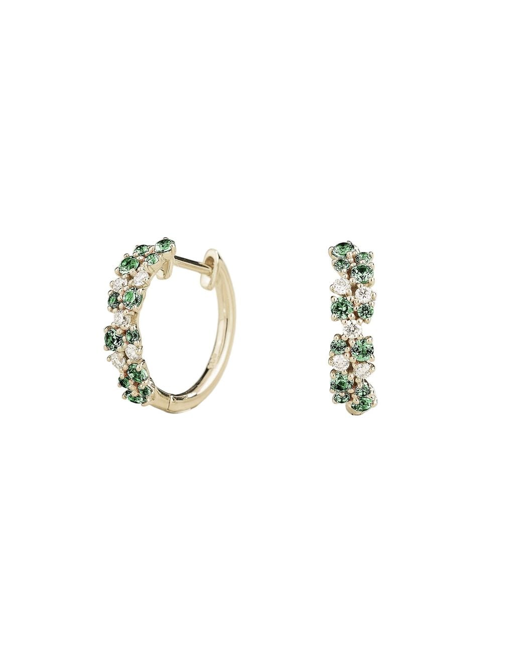 Juvetti Metallic Starry Emerald & Diamond Huggie Hoop Earrings