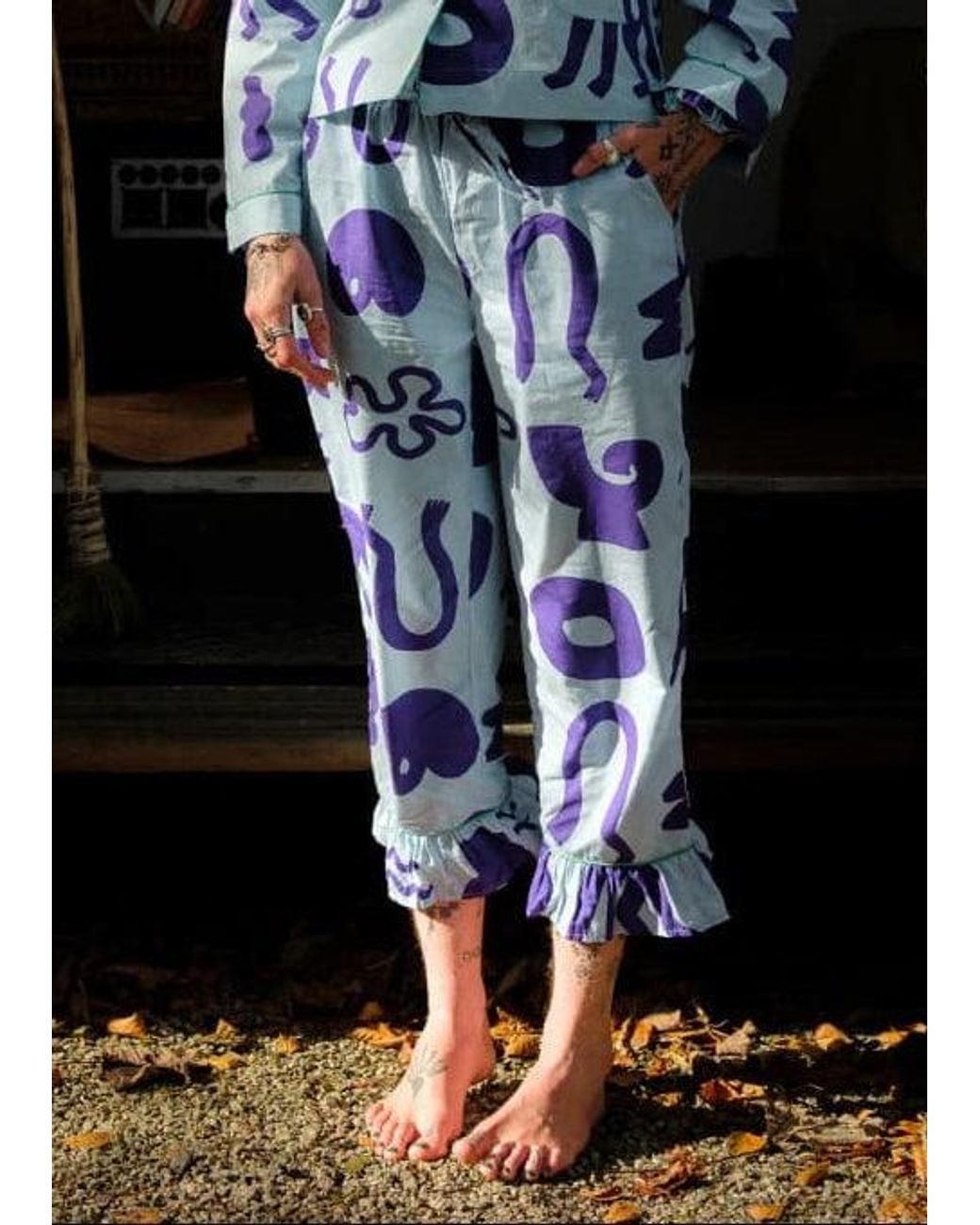 Wild Clouds Blue Organic Cotton Pyjama Bottoms