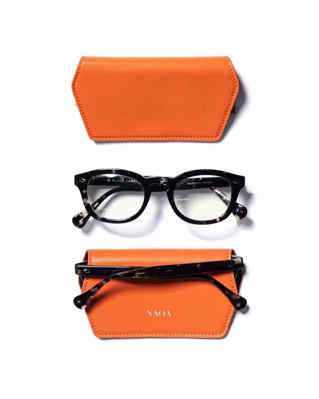 Naoa Orange Two Pack Apple-Leather Slim Glasses Case