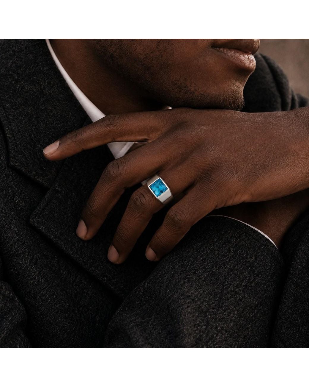 Outrage London Stone Signet Ring in Blue for Men | Lyst
