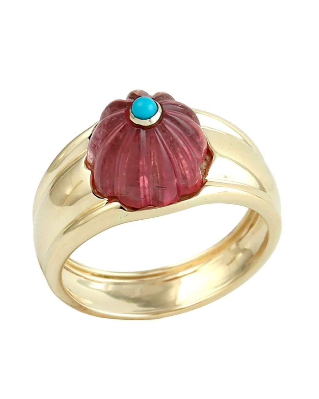 Artisan Metallic Carved & Tourmaline Statement Ring