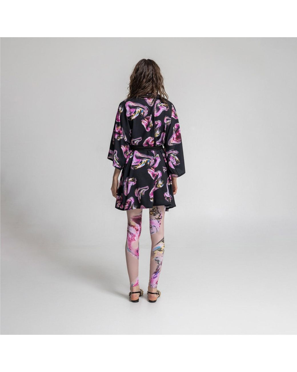 ARTISTA Black Rose Silky High Neck Mini Dress