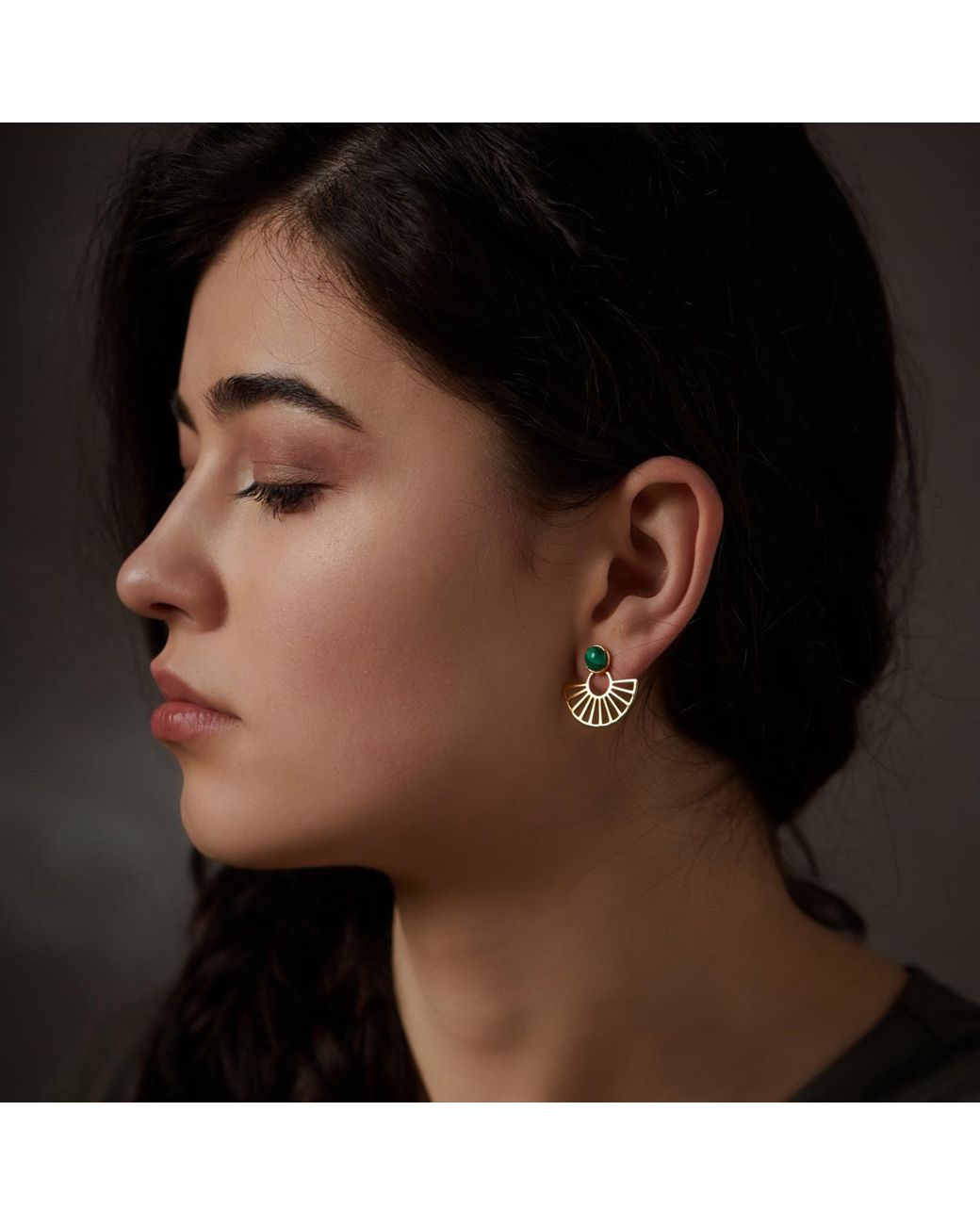 Janus Edinburgh Metallic Nefet Malachite Detachable Earrings