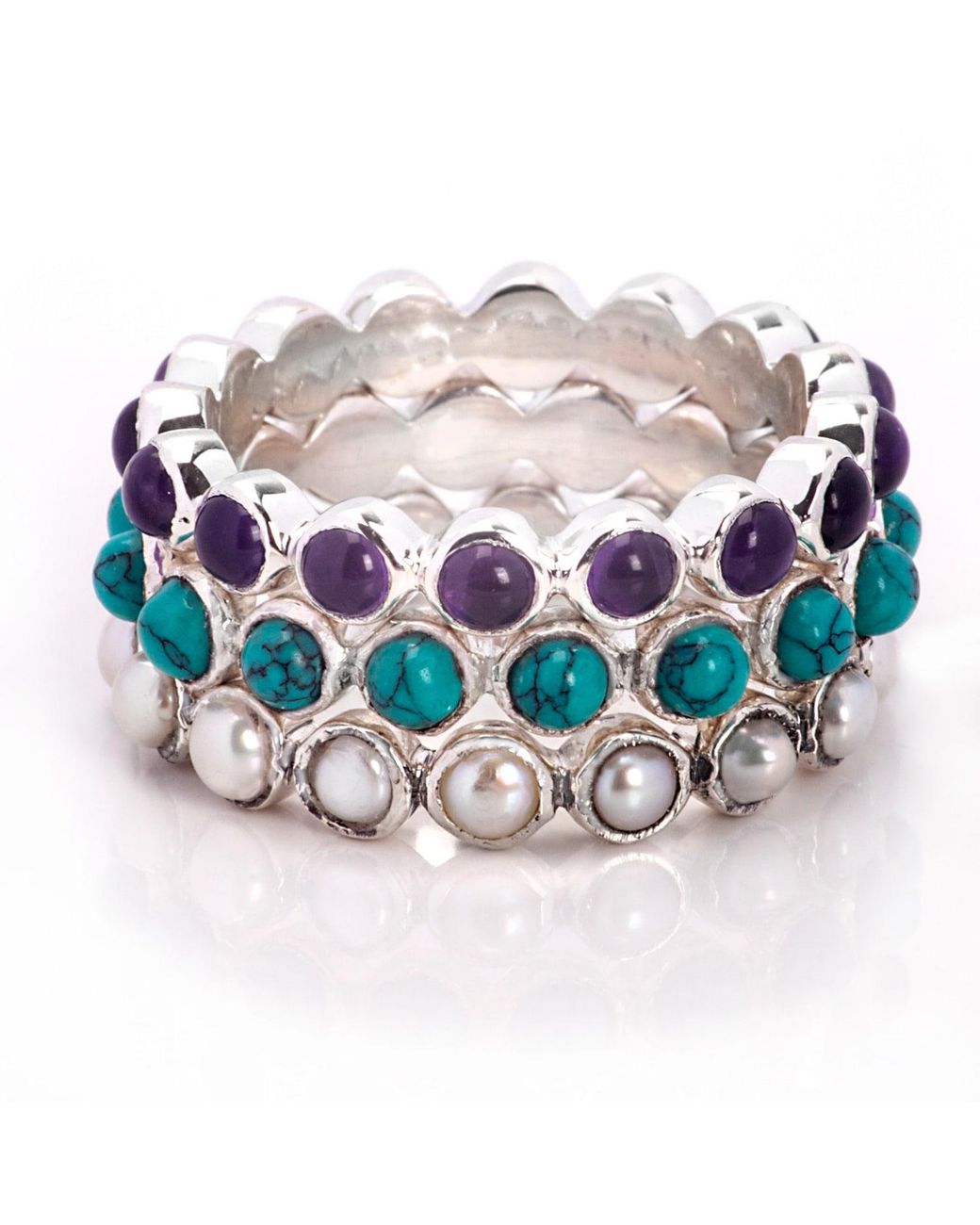 The Jewellery Store London Metallic Pearl Gemstones Band