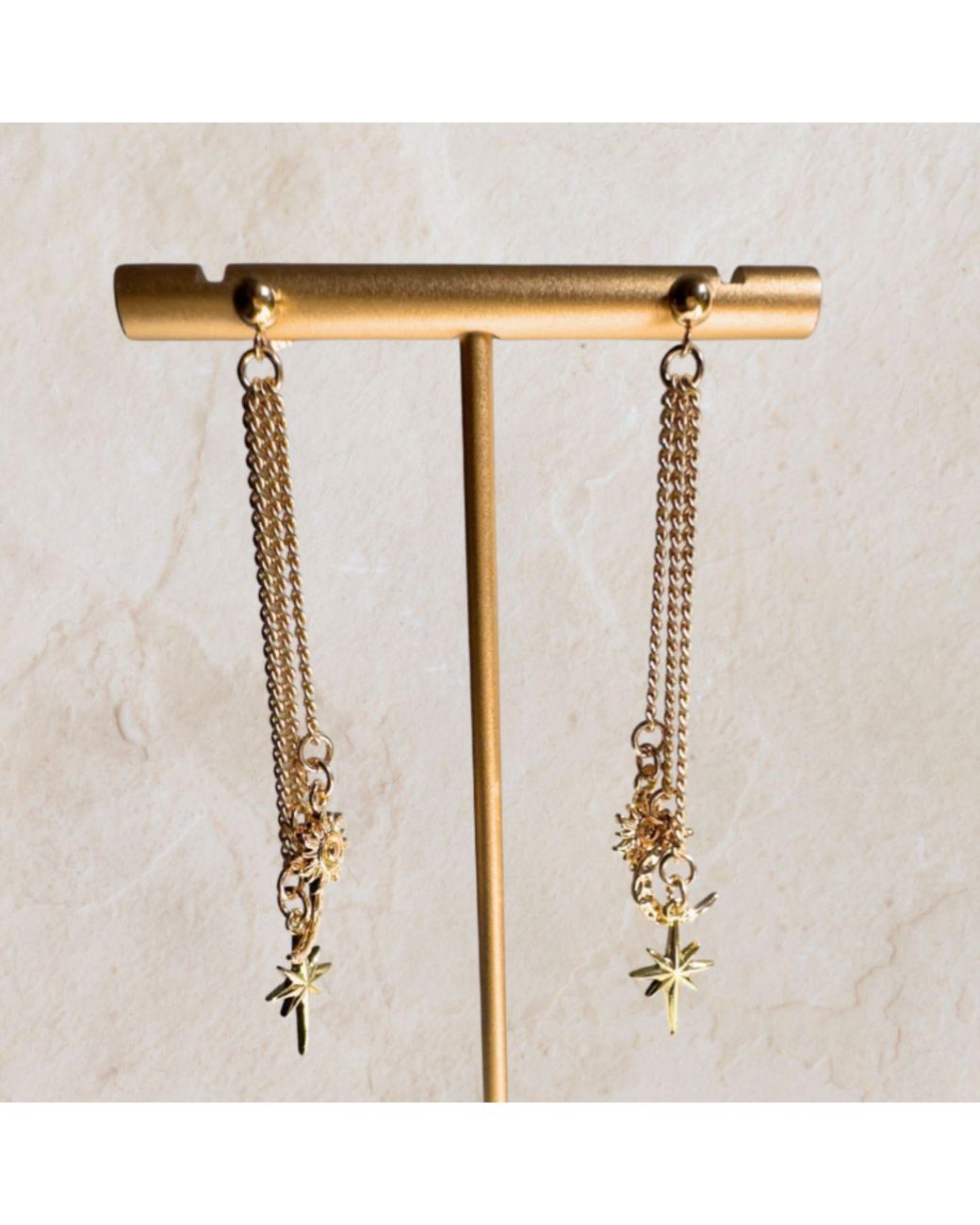 Rachel Nathan Metallic Post: Celestial Drop Earrings