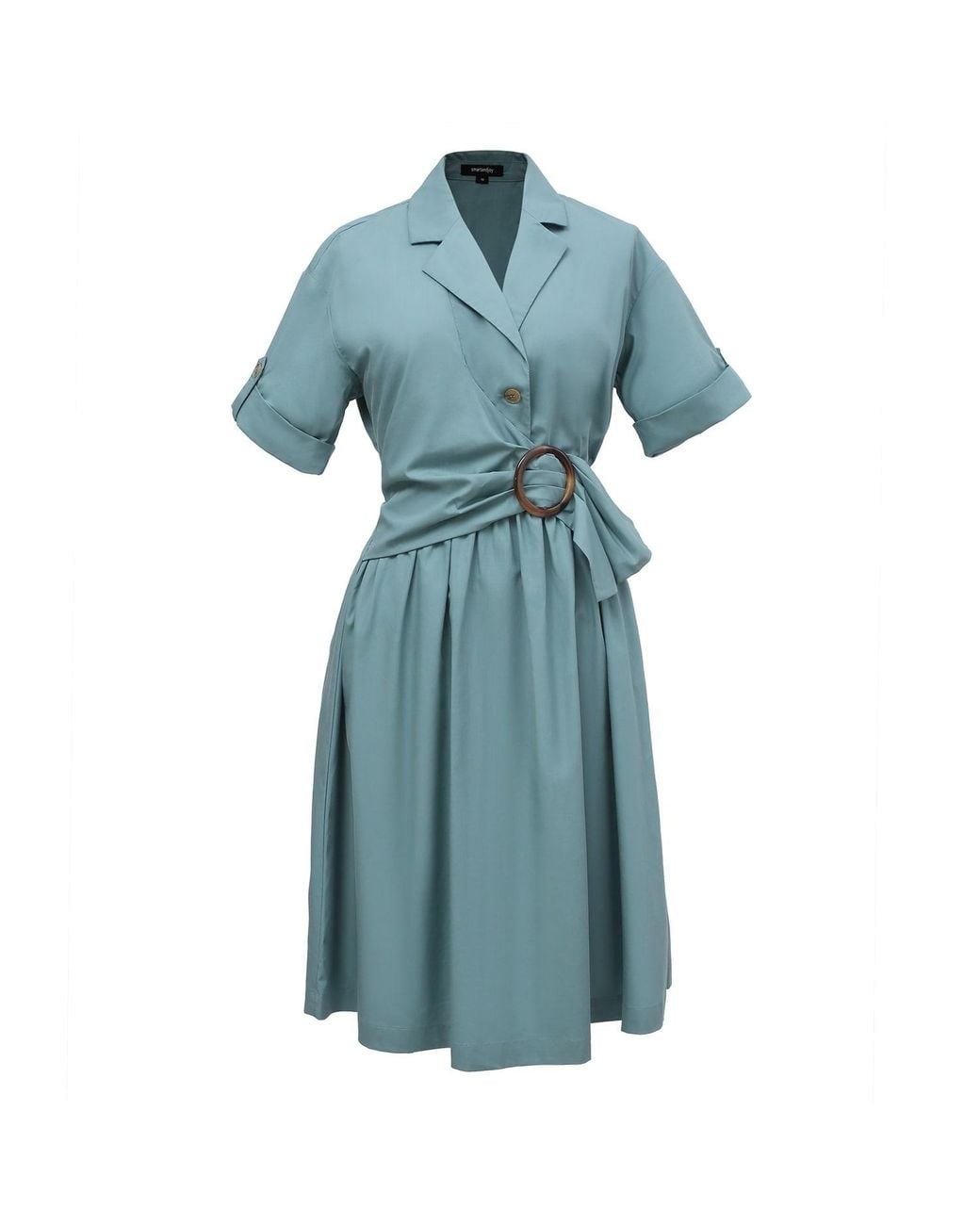 Smart and Joy Blue Shirt Dress With Belt And