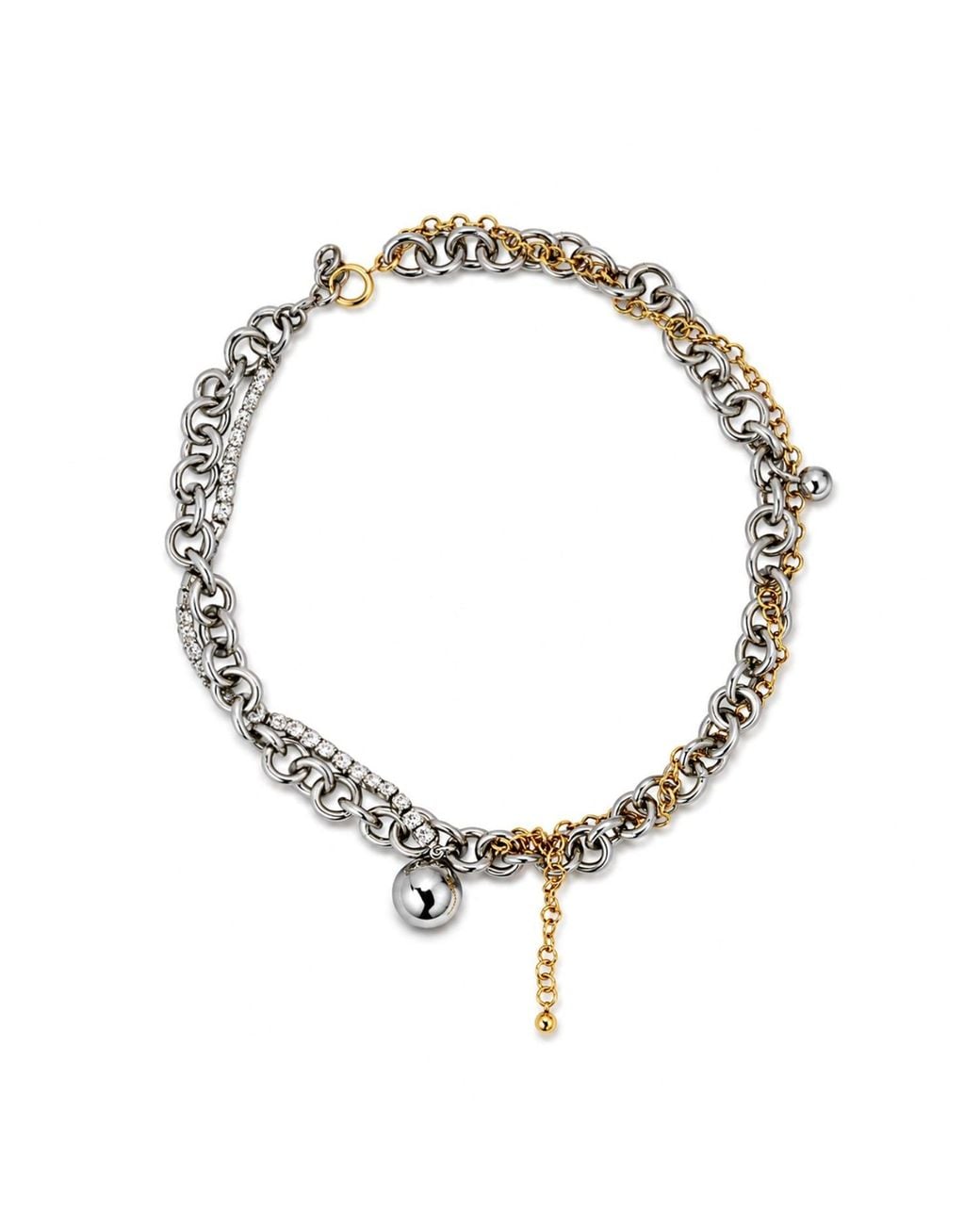 Kirei Metallic Orbit Two-Tone Layered Chain Necklace