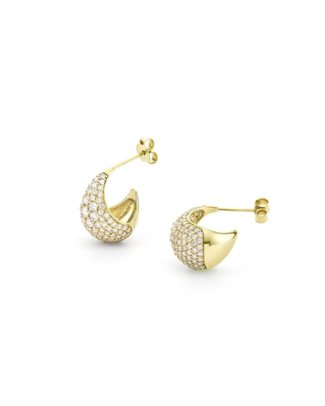 Dinny Hall Metallic Scoop Large Lab-Created Diamond Pave Hoop Earrings