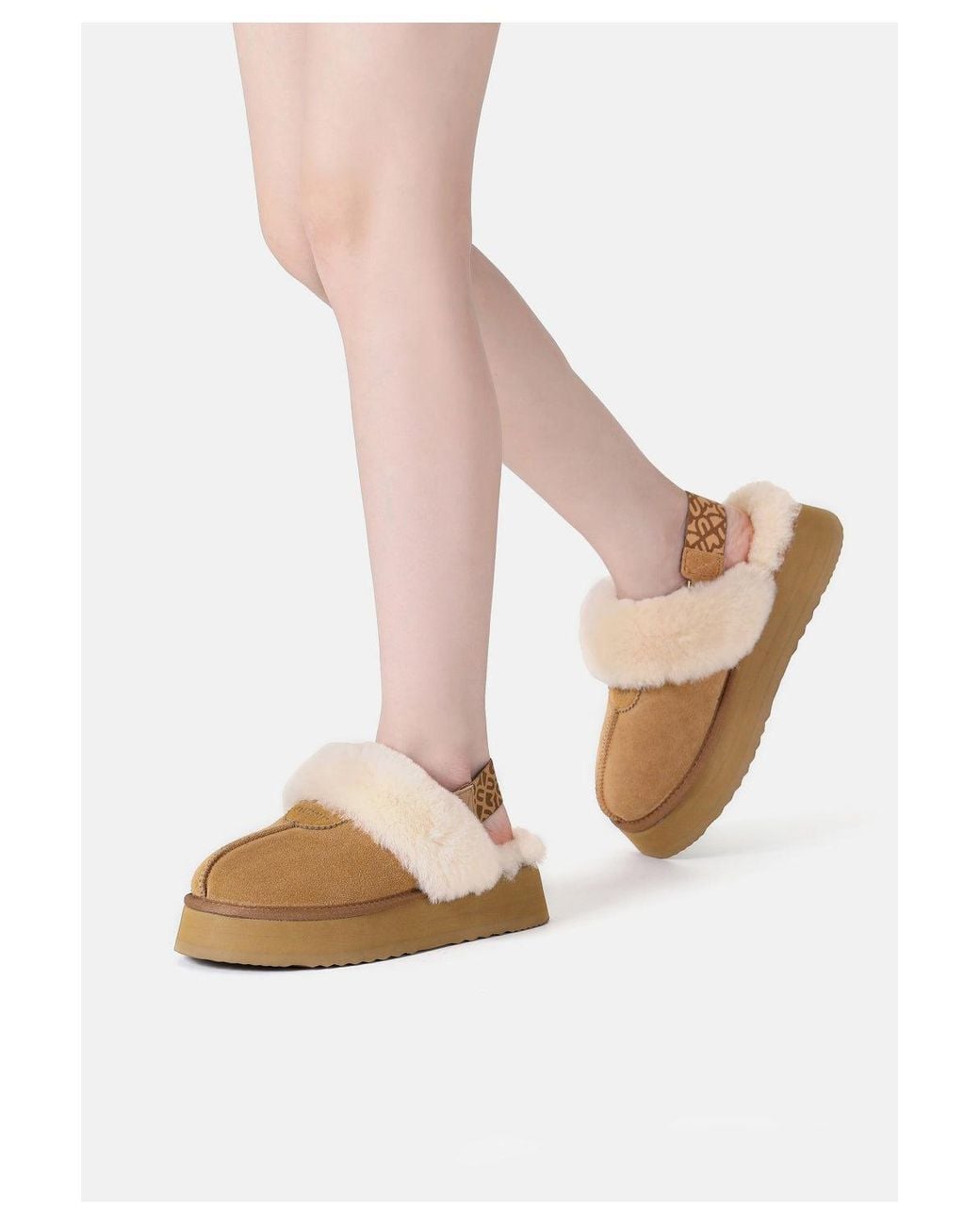 EverAu Australia Natural Wagtail Removable Strap Platform Slippers