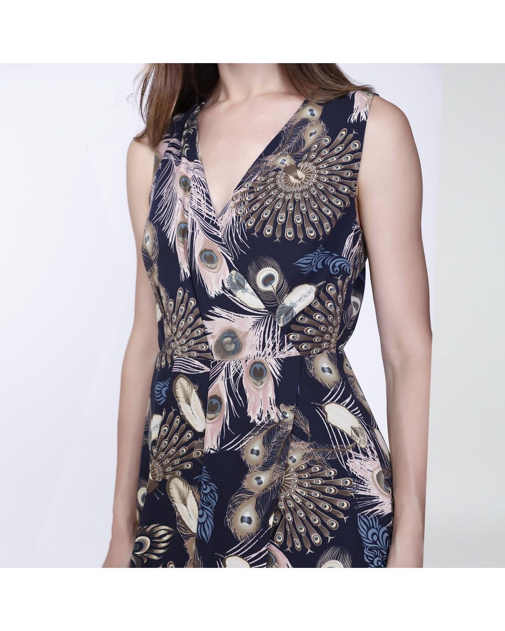 Smart and Joy Black Bohemian Feather Print Dress
