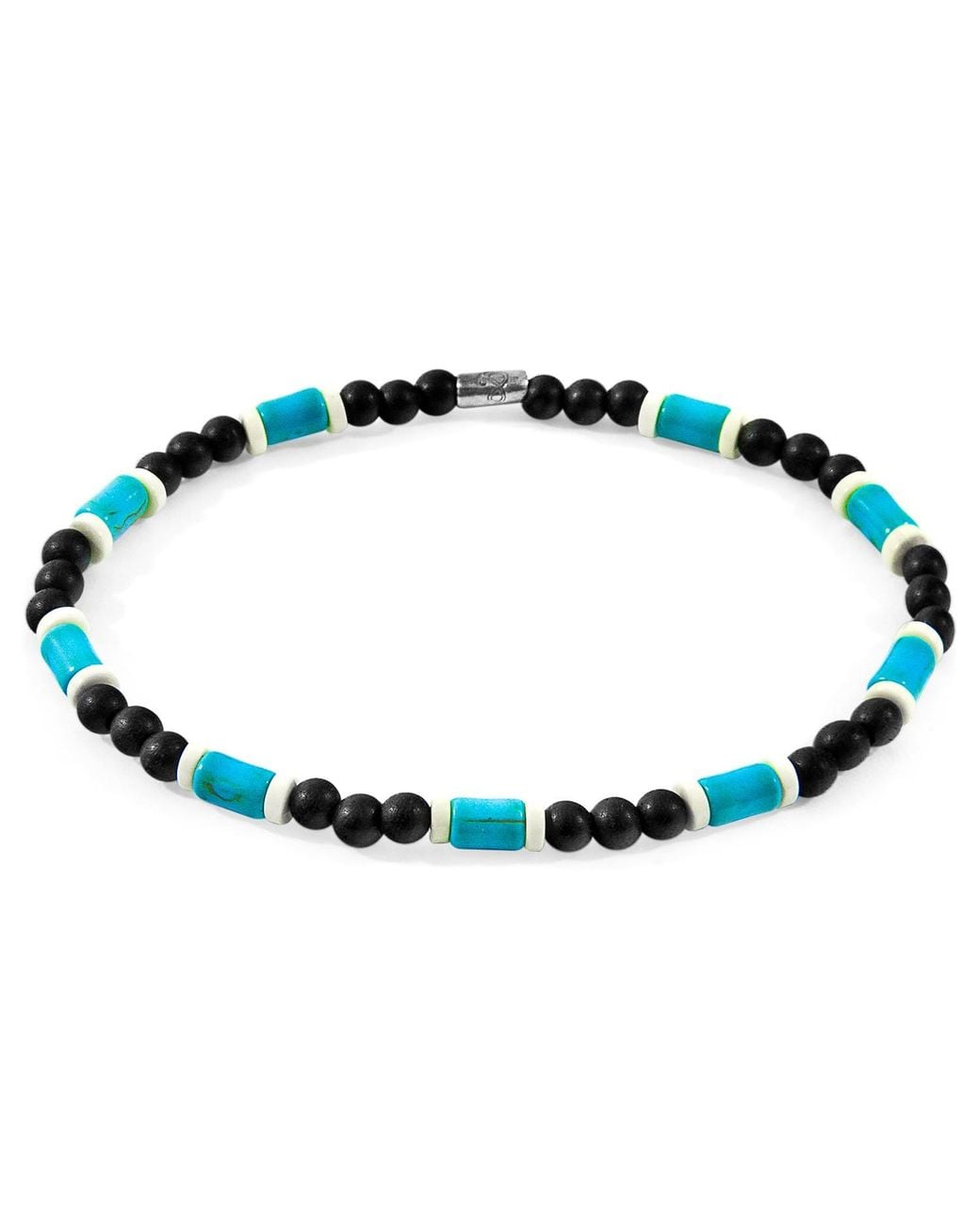 Anchor and Crew Blue Agate & Ebony Wood Samuel & Stone Skinny Bracelet for men
