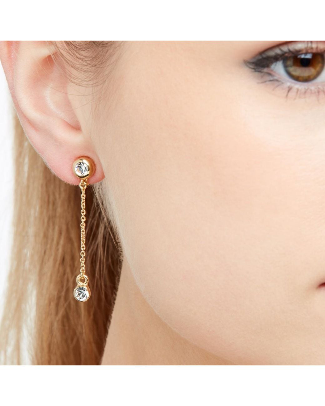 Emma Holland Jewellery Metallic Crystal Gold Chain Clip On Earrings