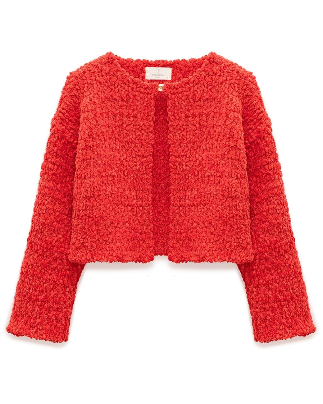 Peraluna Red Kayla Crop Knit Cardigan