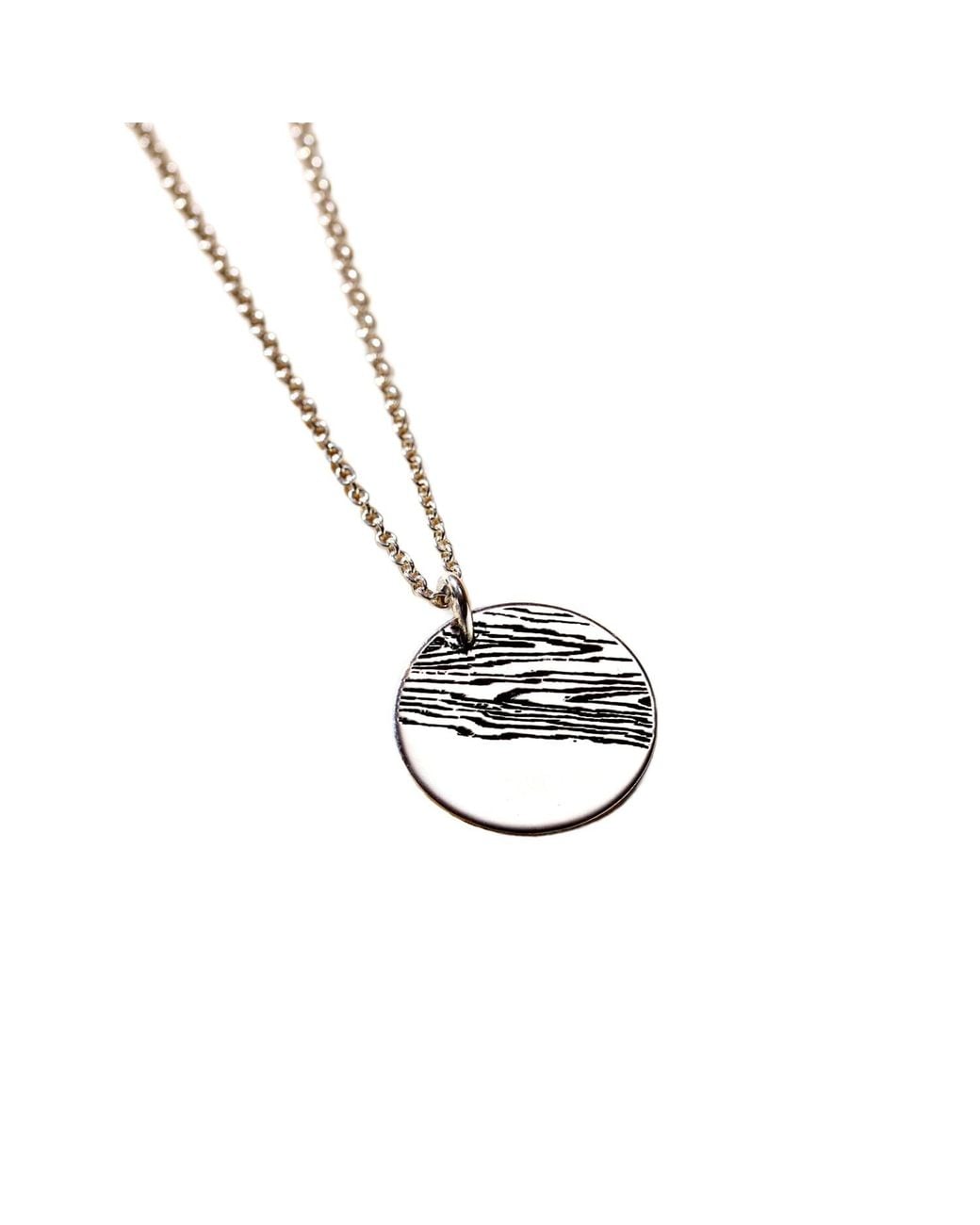 Posh Totty Designs Metallic Sterling Engraved Wood Grain Disc Necklace for men