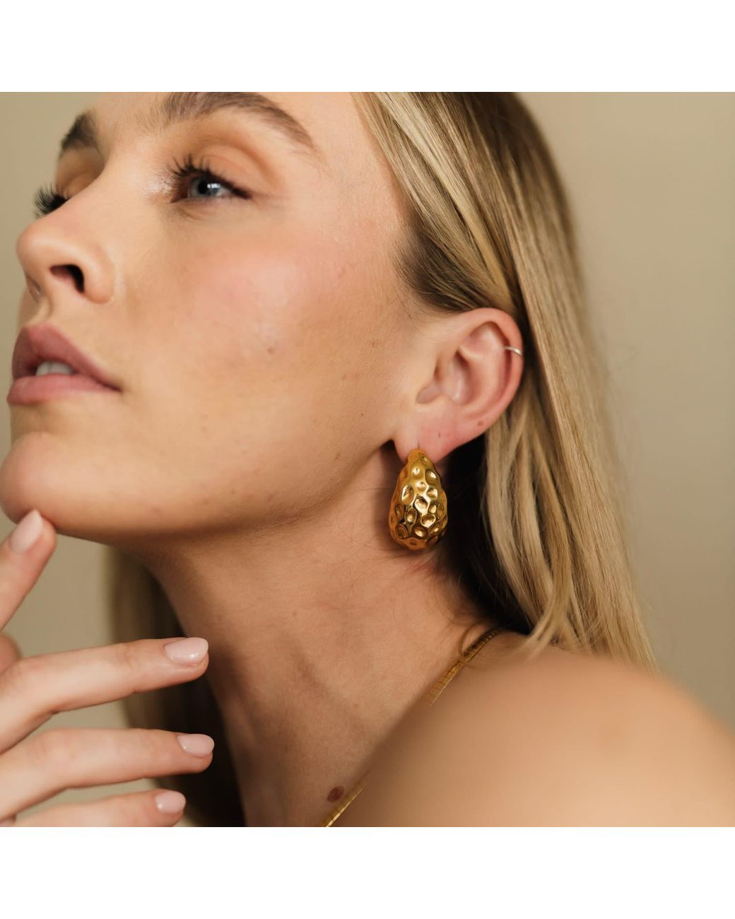 Divine Aria Metallic Textured Statement Stud Earrings Tarnish Free