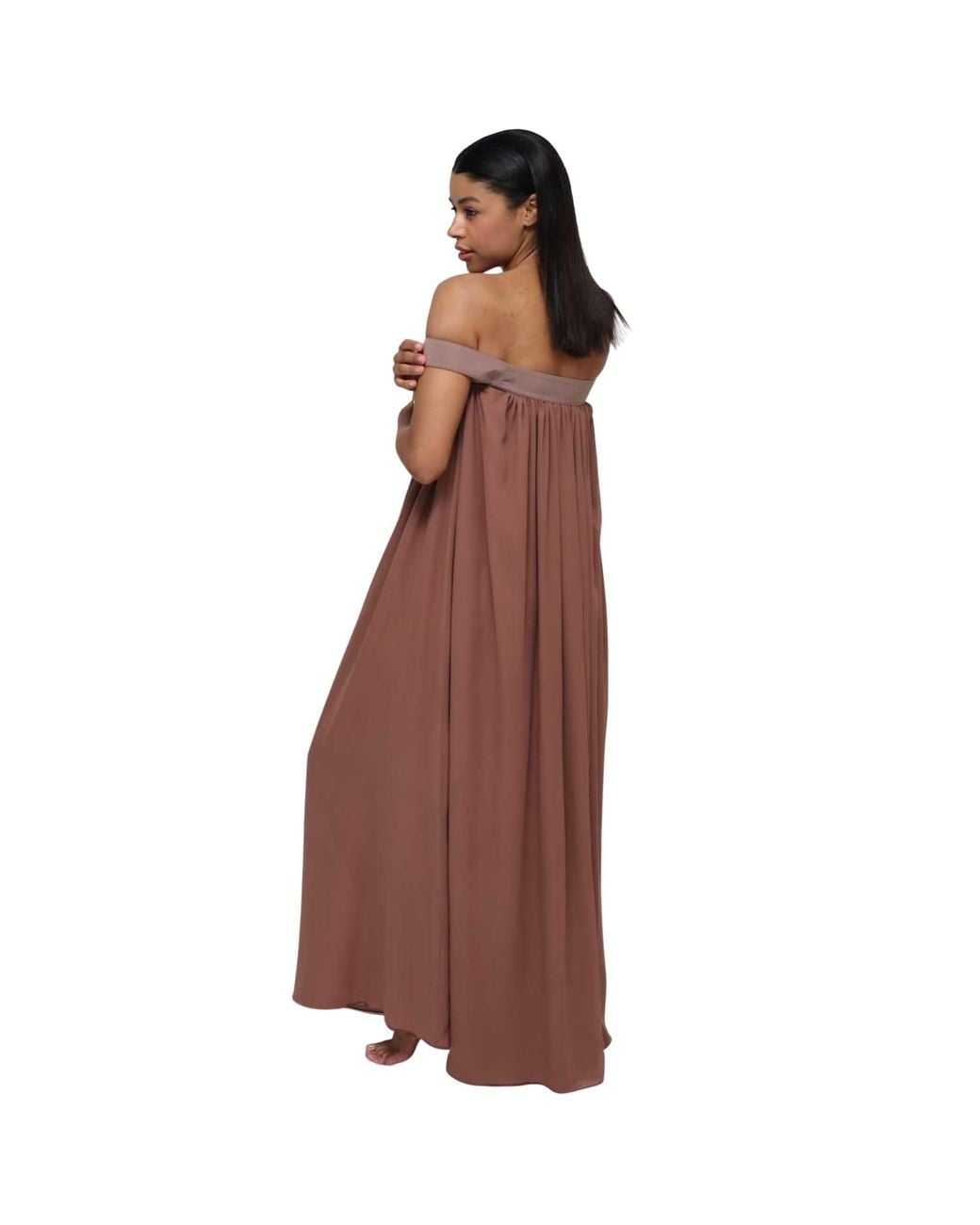 Humans & Land Brown The Bilqis – Chiffon Silk Dress