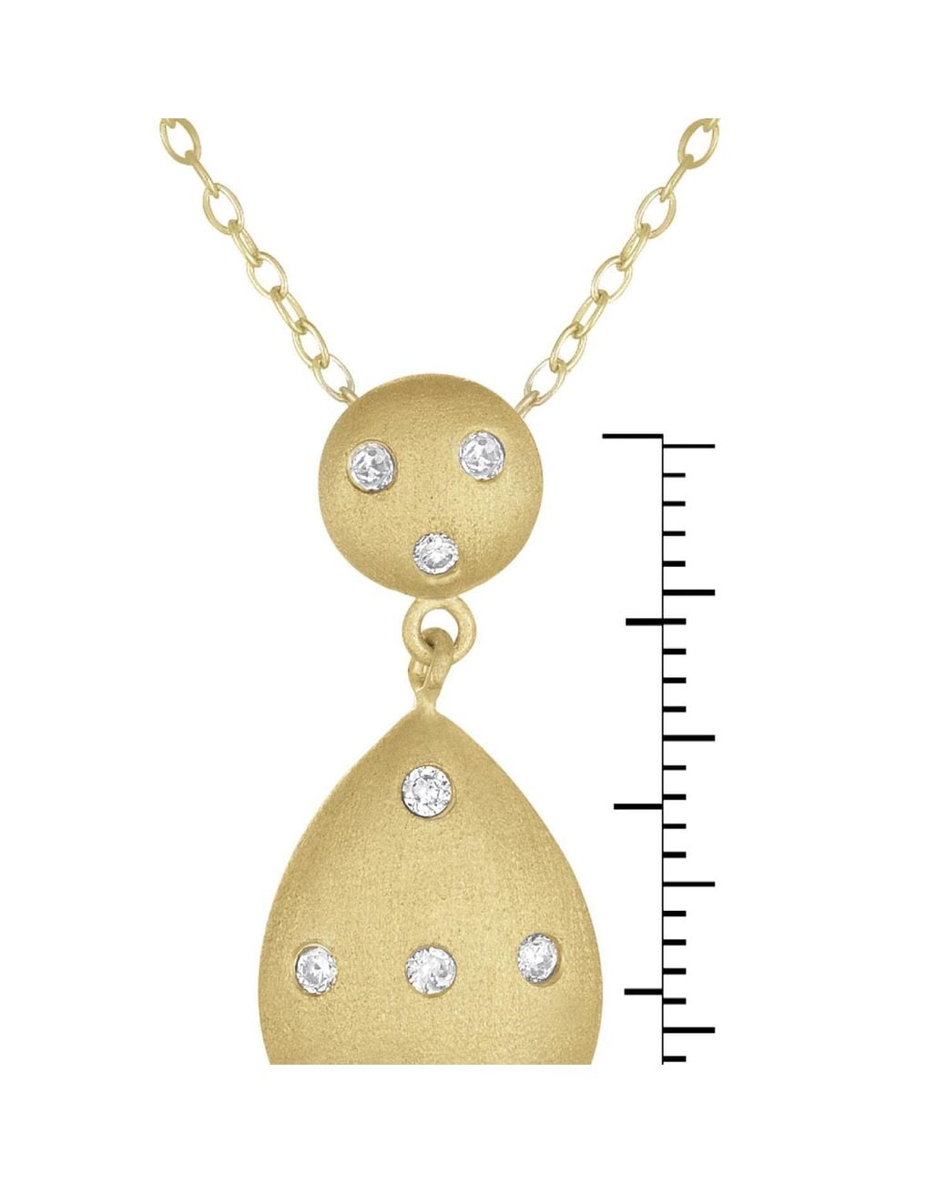 Genevive Jewelry Metallic Sterling Overlay Clear Cubic Zirconia Accent Tear Drop Pendant Necklace