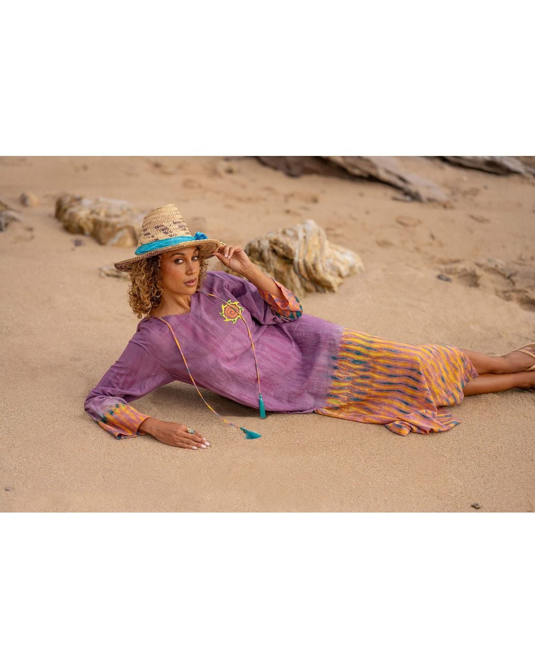 Tiger and the Monkey Purple The Susie Organic Cotton Kaftan Dress