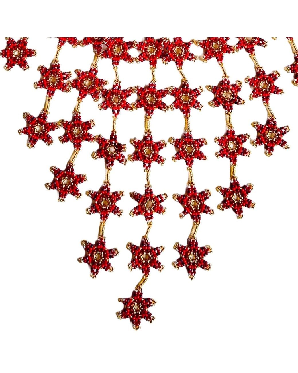 Iliana Arrazola Red Waterfall Blossom Necklaces, Glass Beads, Beaded Jewelry