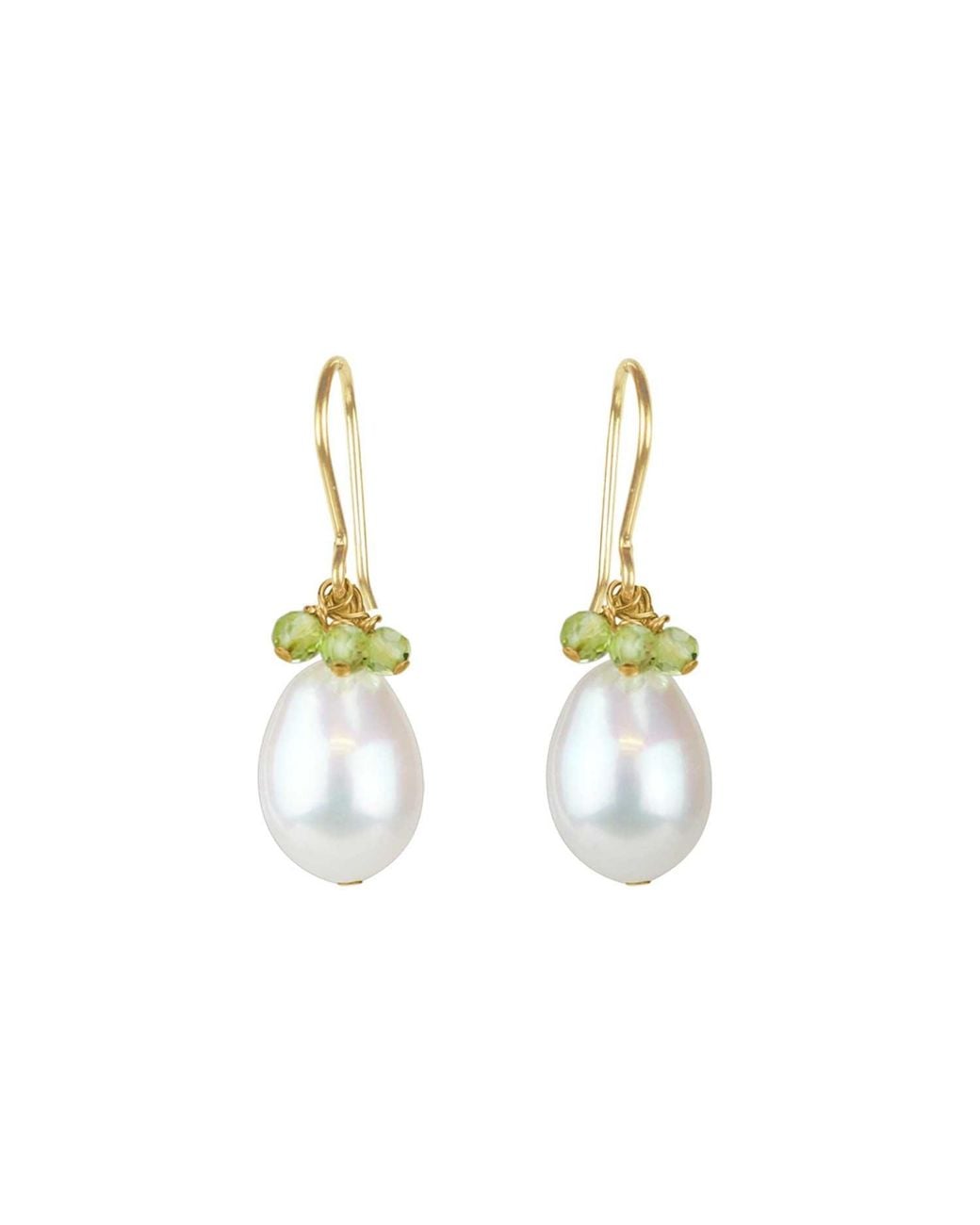 MOUNIR LONDON Metallic Pearl & Peridot Cluster Earrings