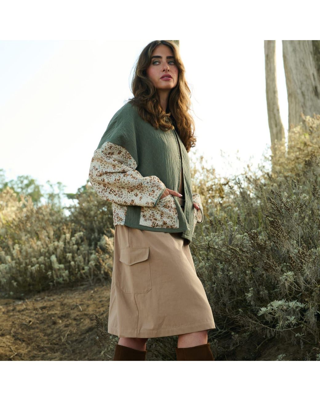 Italia A Collection Natural Neutrals The Khaki Cargo Skirt