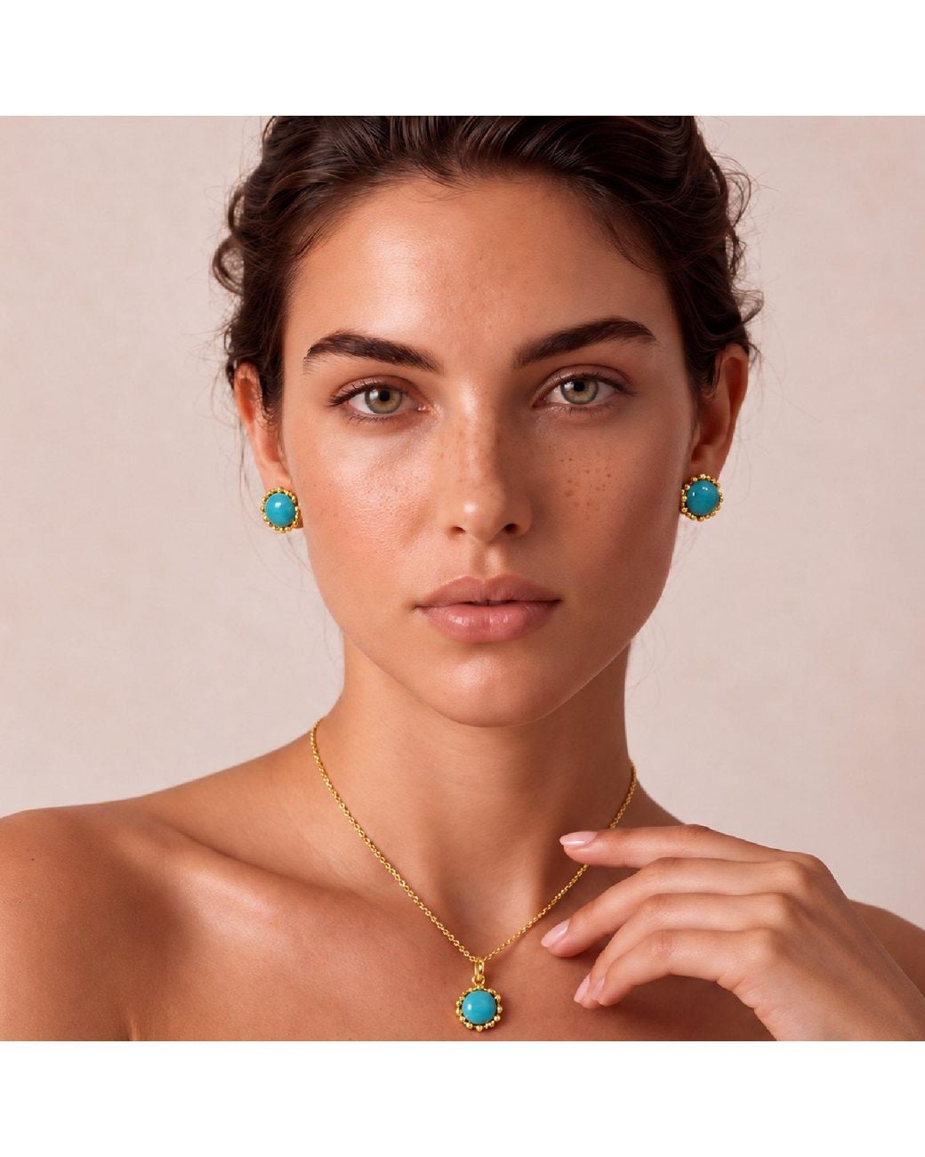 Unaloe Metallic Ribes Vermeil Amazonite Necklace For – Luxury Round Gemstone Pendant
