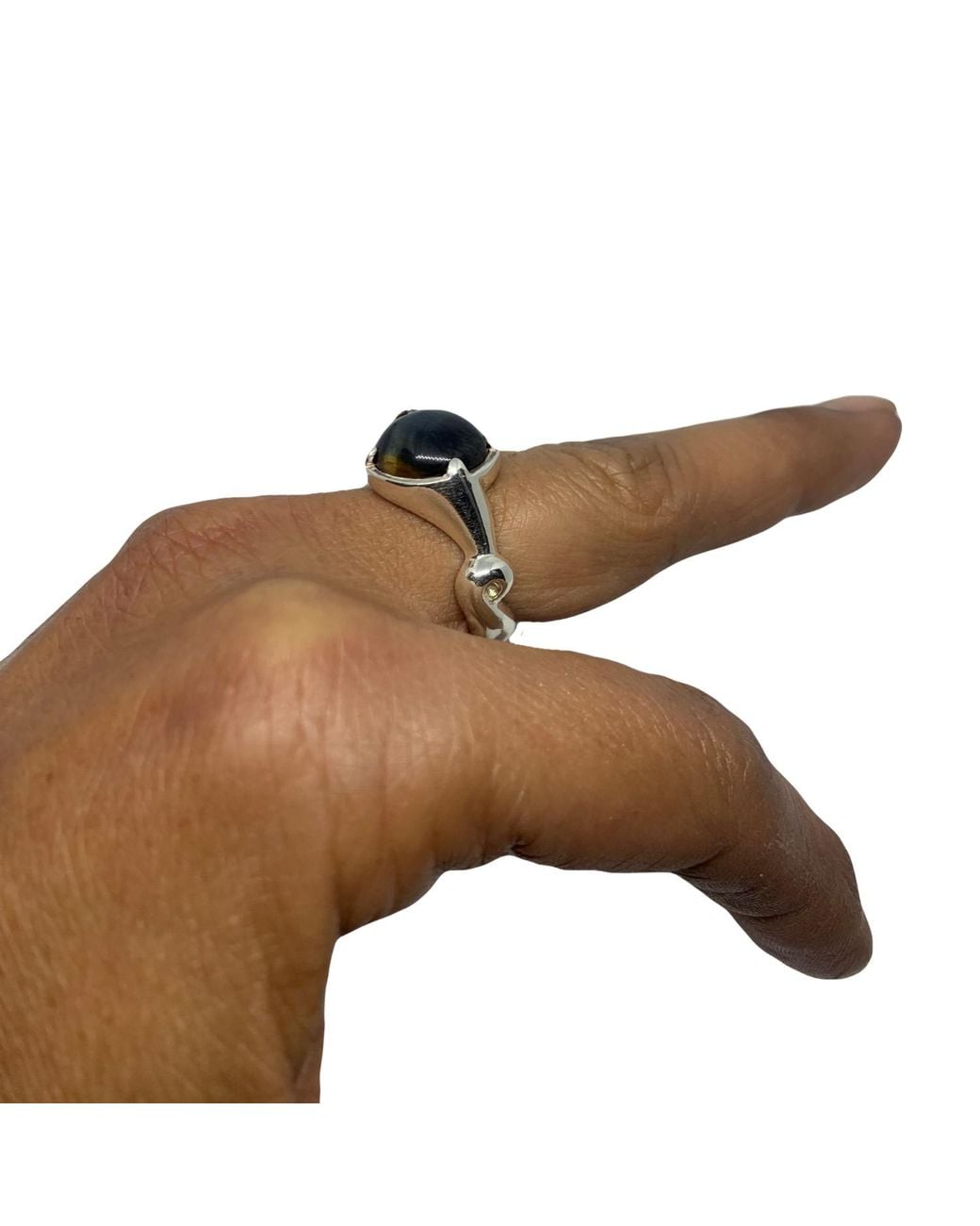 Tg-Jewellery by Tamara Gervasio Blue The Sculpture Sterling Ring Tiger Eyes