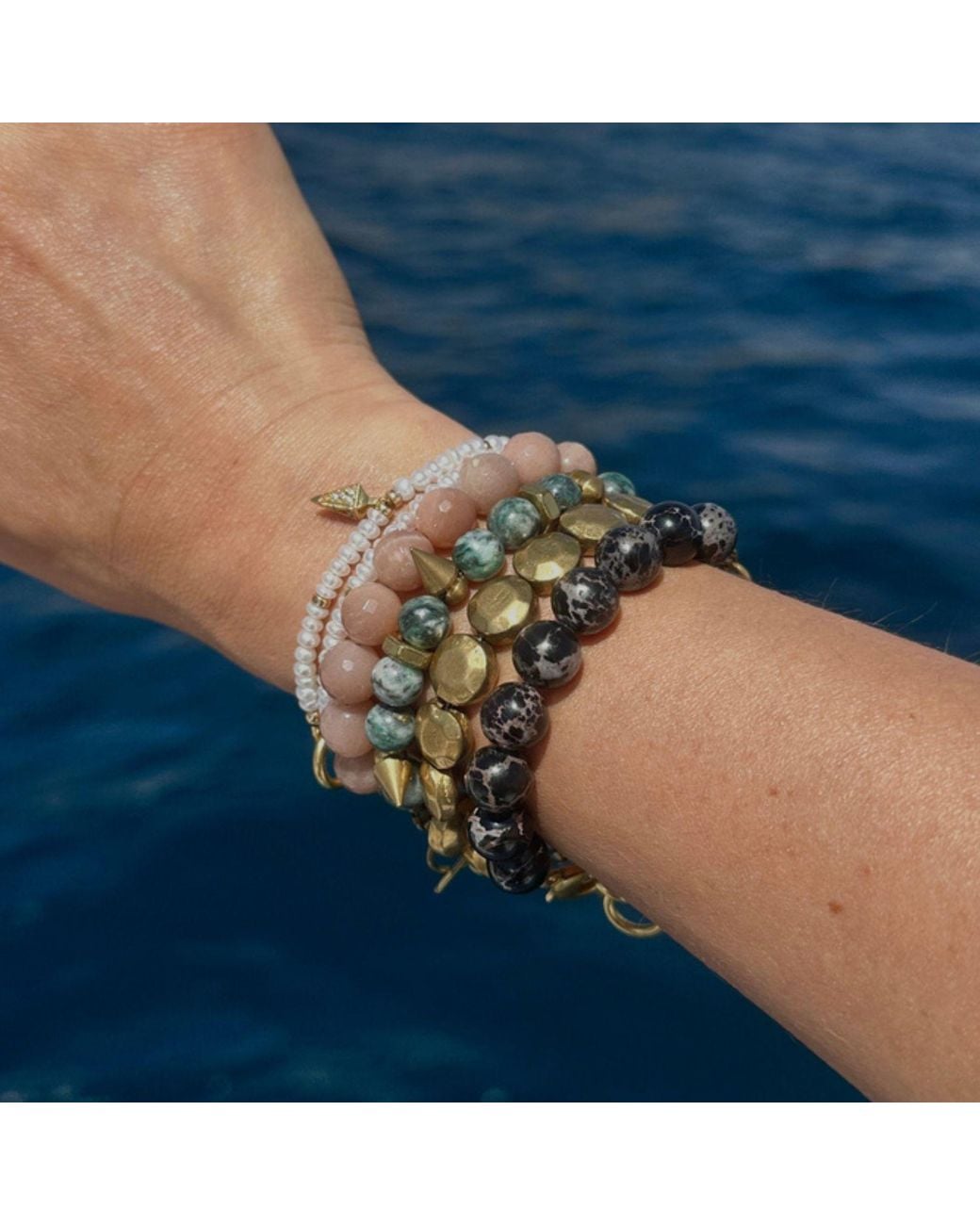 Rachel Nathan Metallic Remix: Peach Moonstone Bracelet