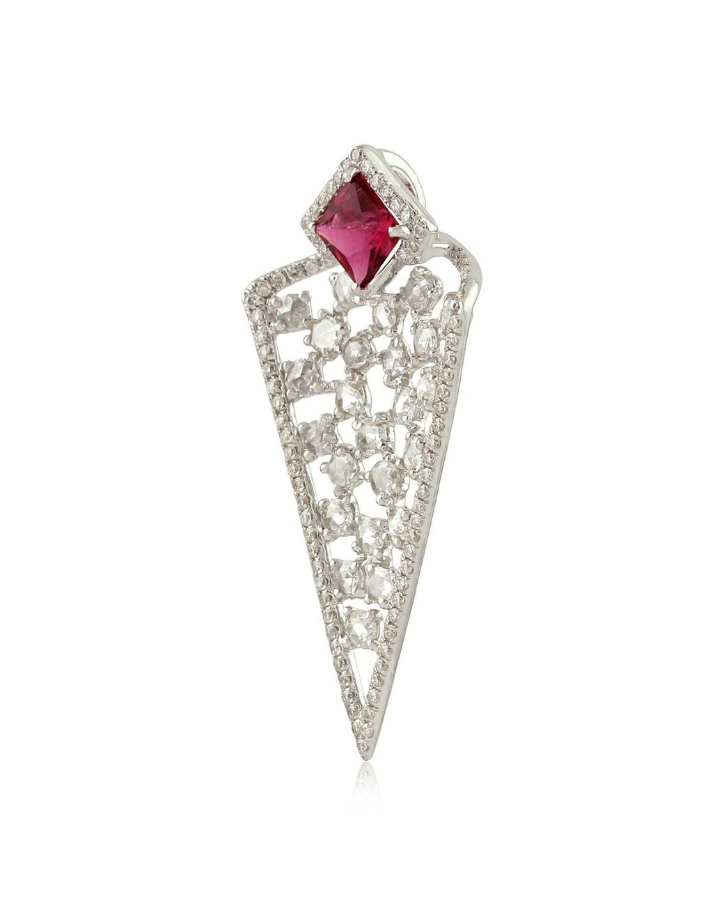 Artisan Multicolor Natural Diamond Pendant 18k White Gold Tourmaline Jewelry