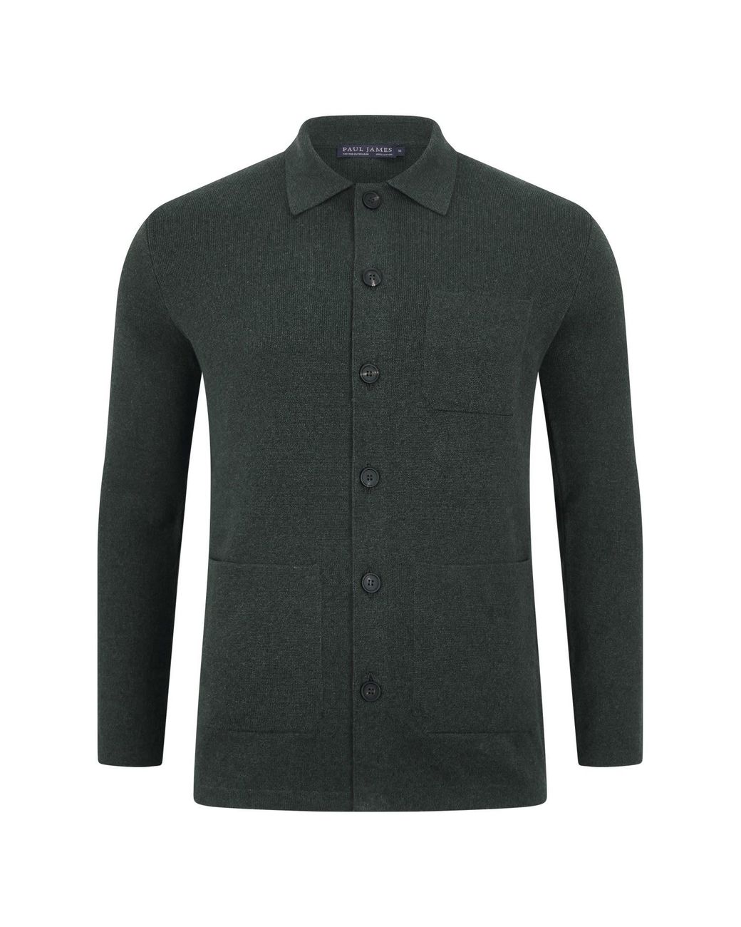 Paul James Knitwear Green Midweight Cotton Benjamin Work Shirt for men