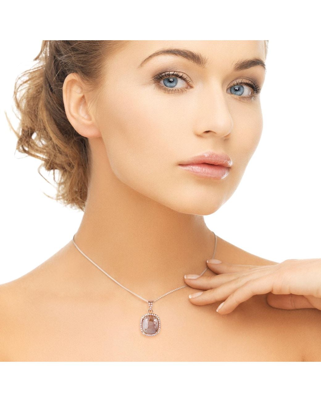 Artisan Pink 18k Rose Gold In Pave Natural Ice Diamond Designer Charm Pendant