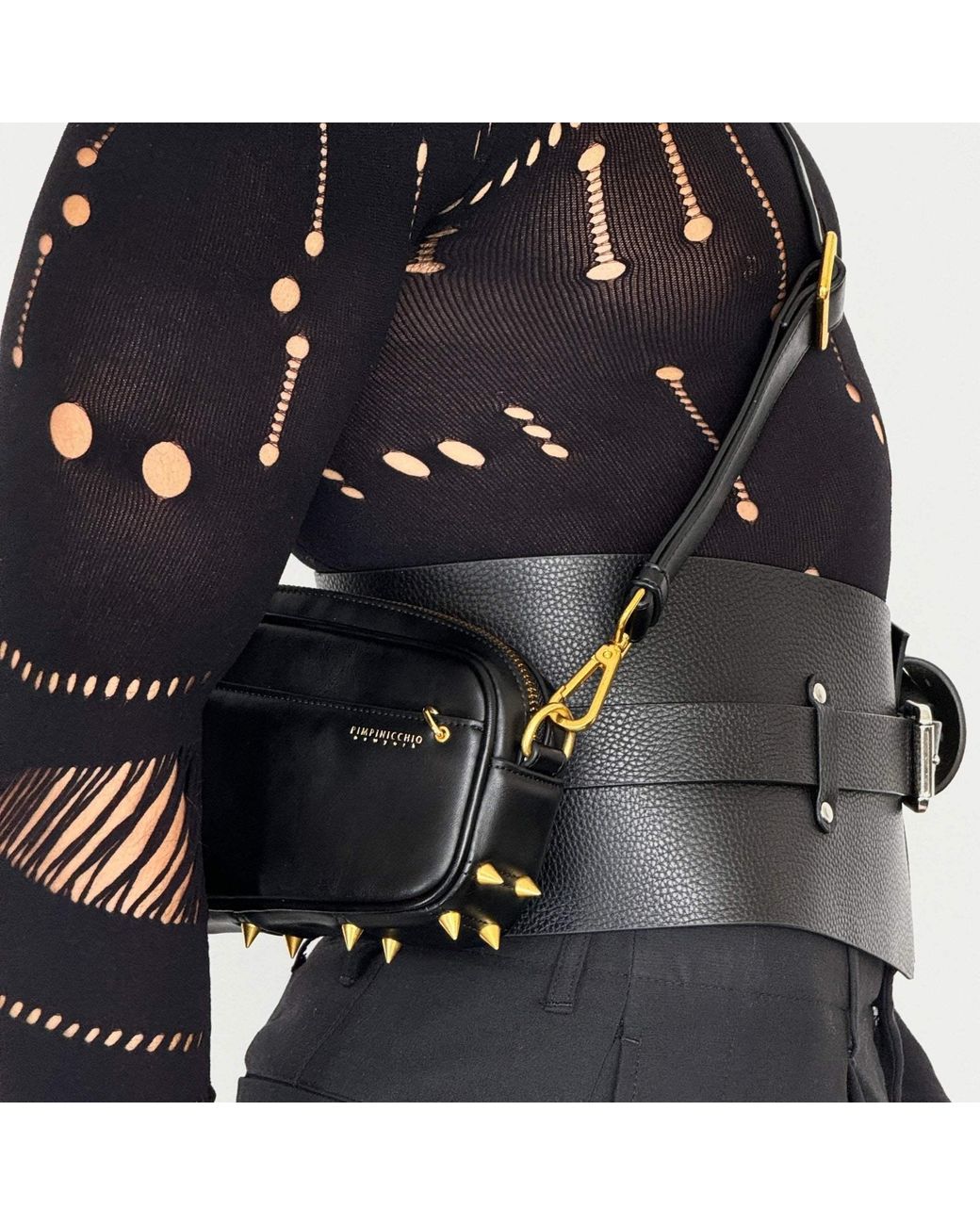 Pimpinicchio New York Black Asymmetrical Belt Bag for men