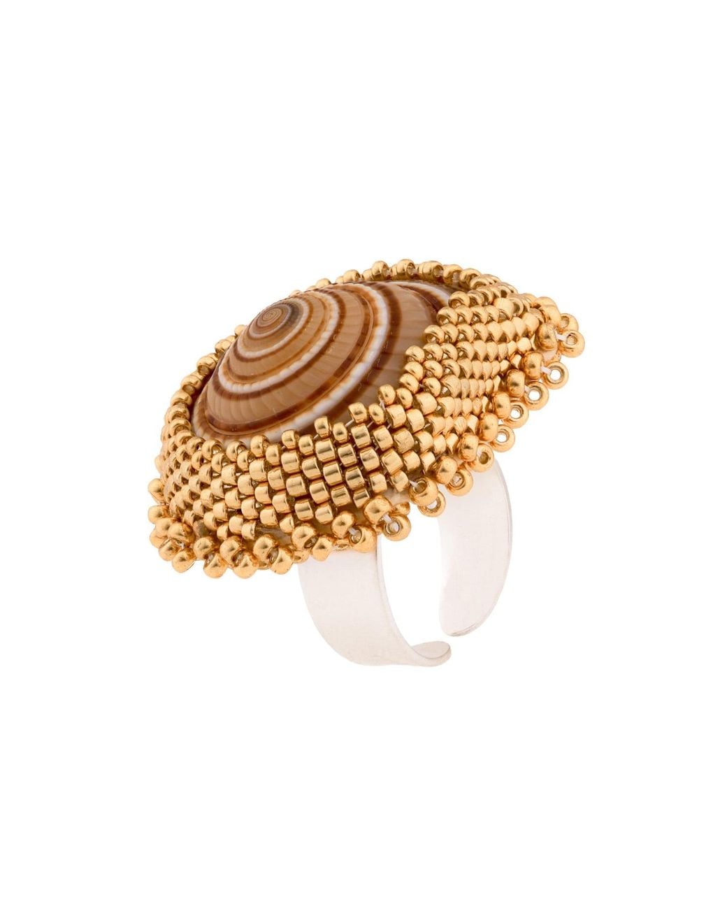 Oana Savu Metallic Sea Shells Glass Beads Unique Ring Summer Ocean Inspired