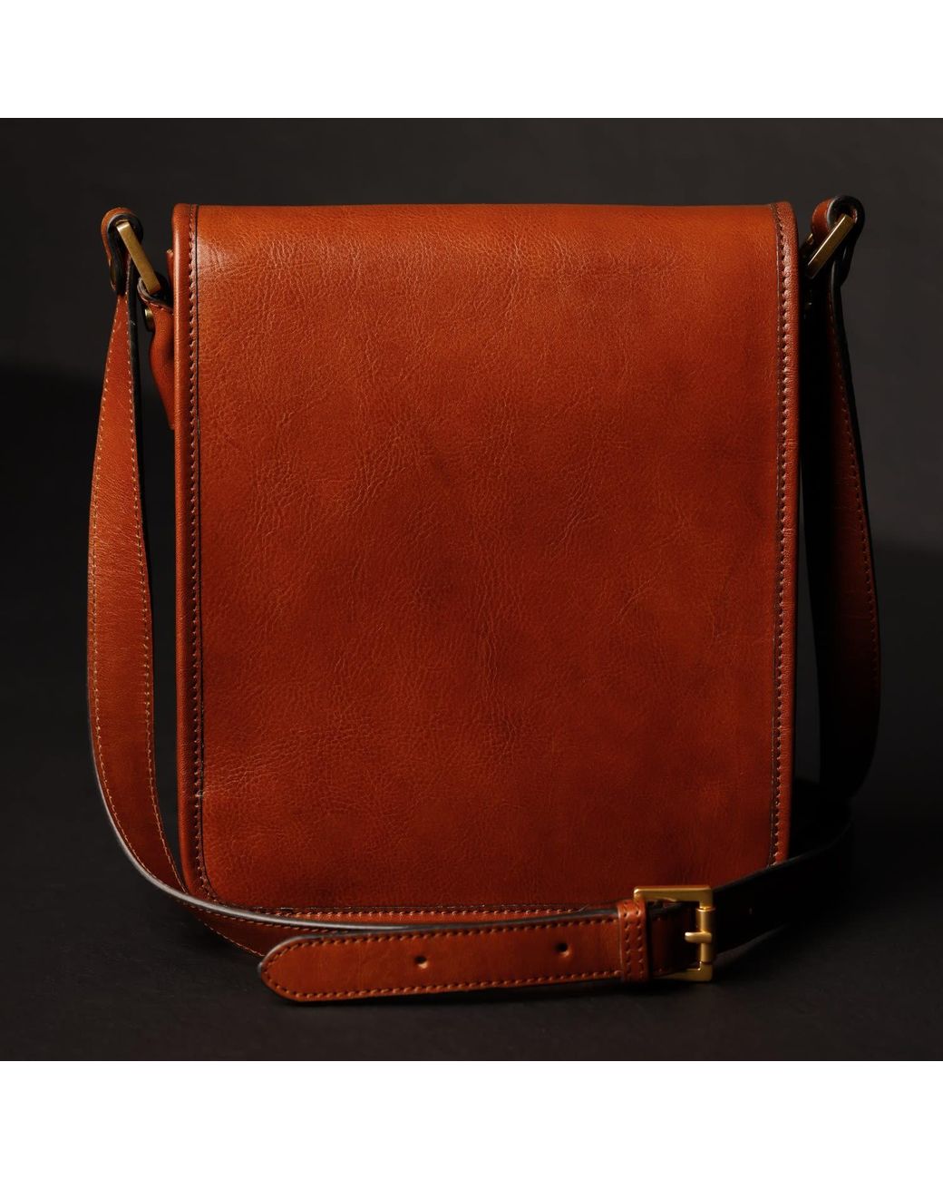 Time Resistance Brown Small Leather Messenger Bag for men