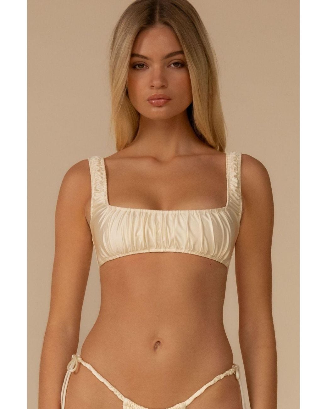 Montce White Neutrals Cream Silkie Zoe Bikini Top