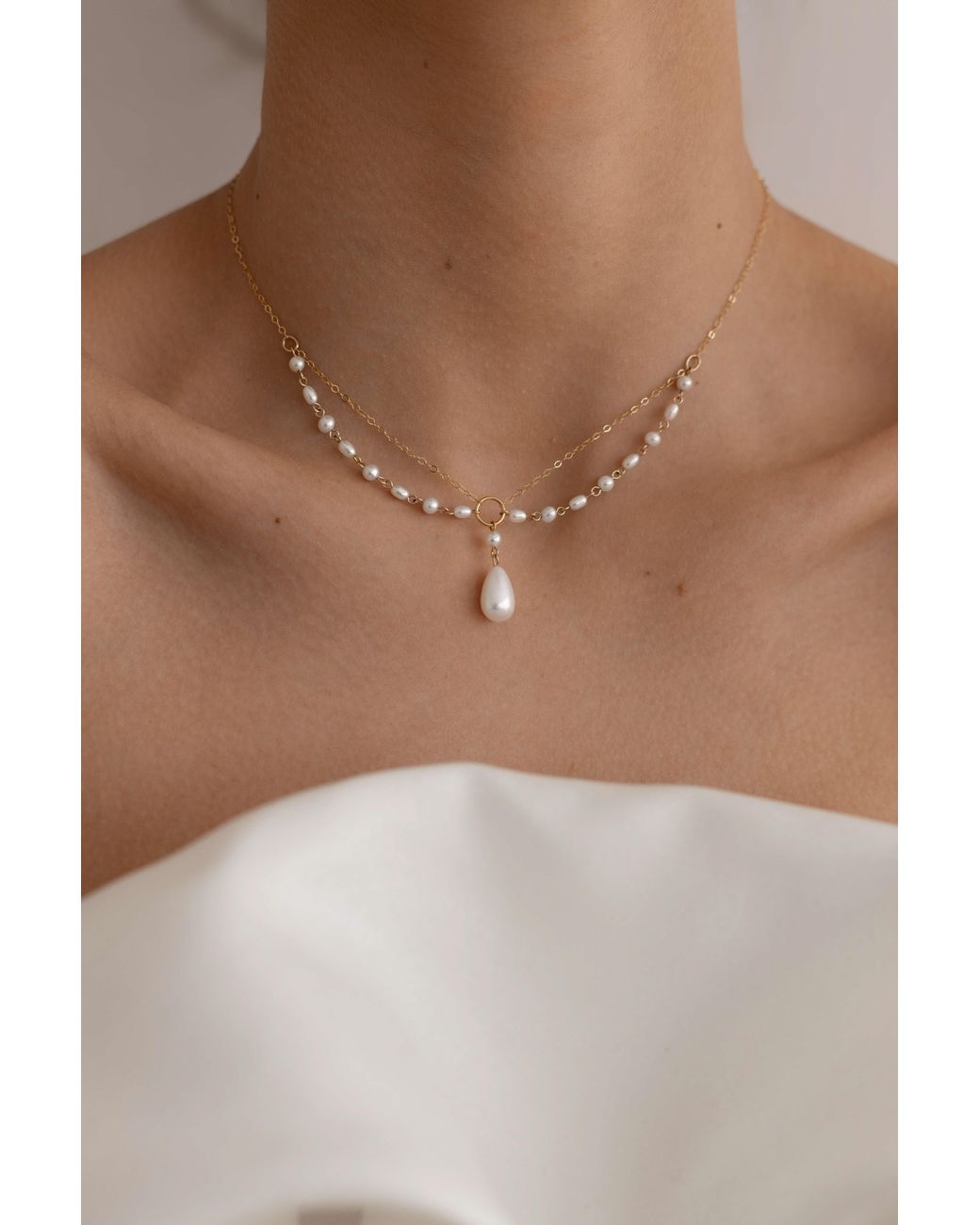 Katy Faye Metallic Aurelia Pearl Necklace