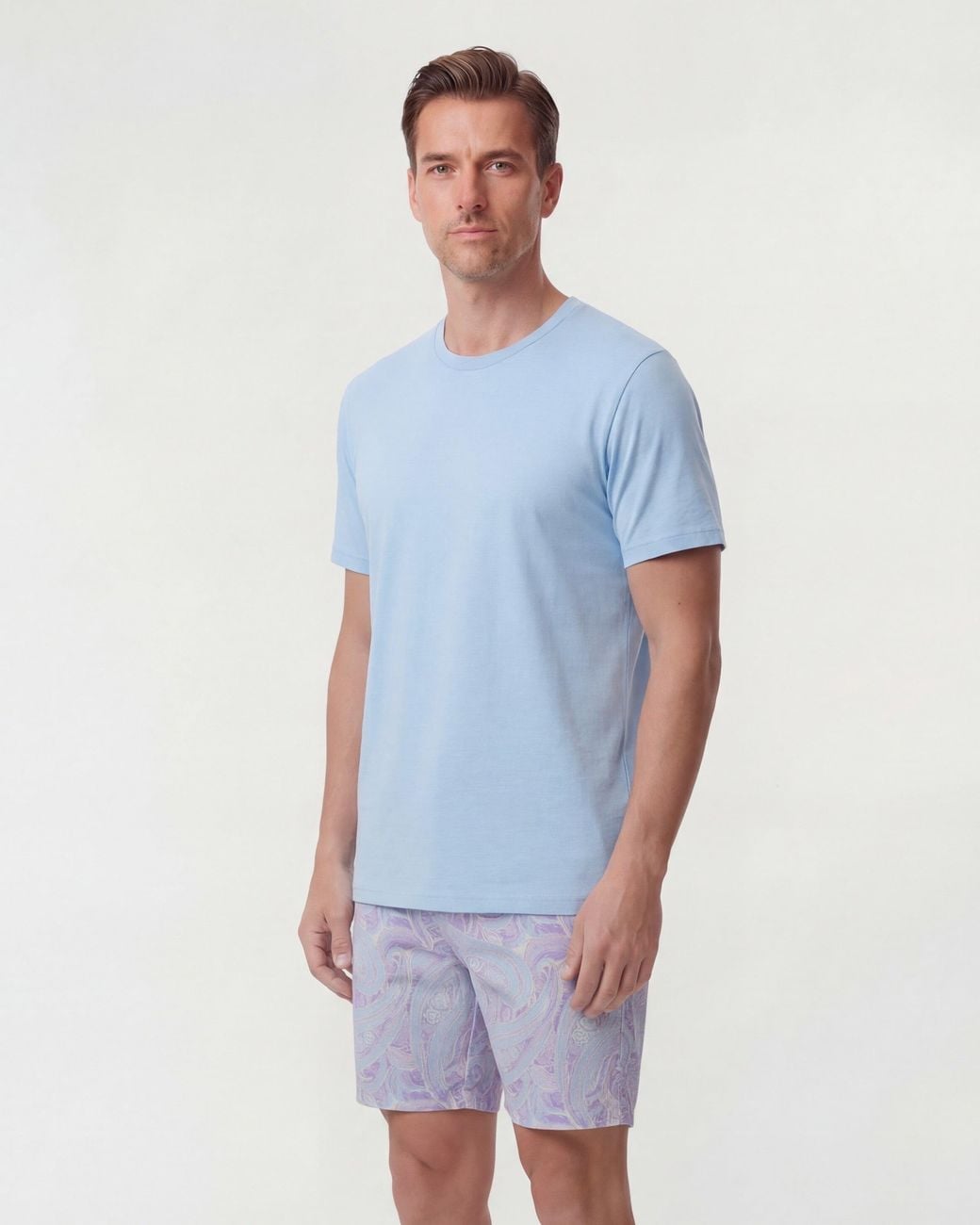Lords of Harlech Blue Clyde Marakesh Paisley Helio Flat Front Short for men