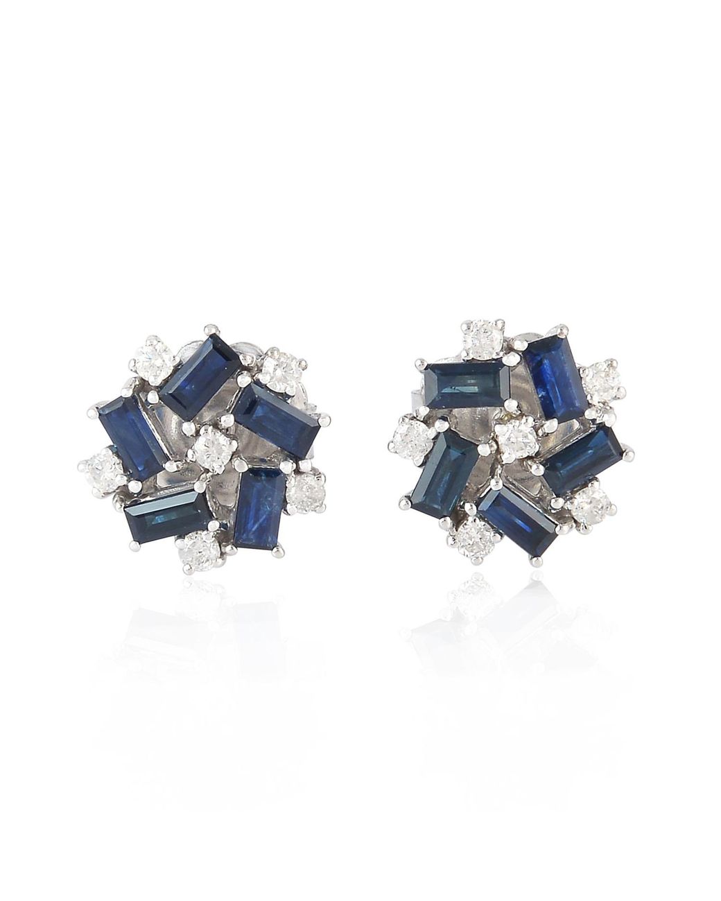 Artisan Blue 18K Sapphire & Diamond Cluster Stud Earrings