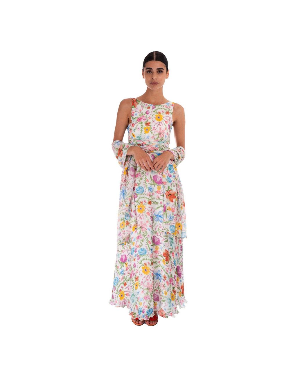 Sofia Tsereteli White Watercolour Garden Gown