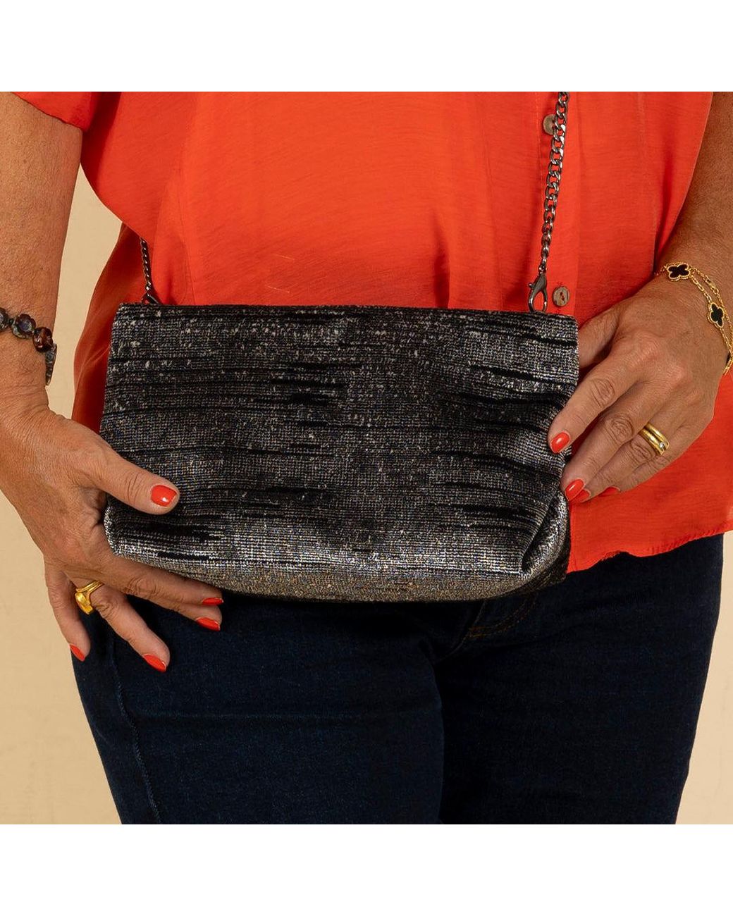 SJW BAGS LONDON Black Blenheim Velvet Clutch Bag