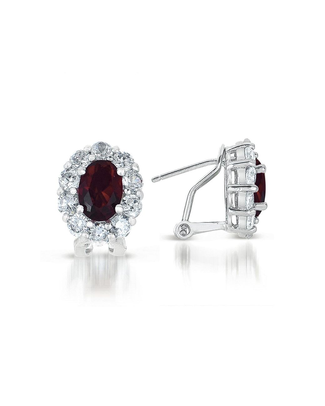 Genevive Jewelry Multicolor Sterling Ruby Cubic Zirconia Button Earrings